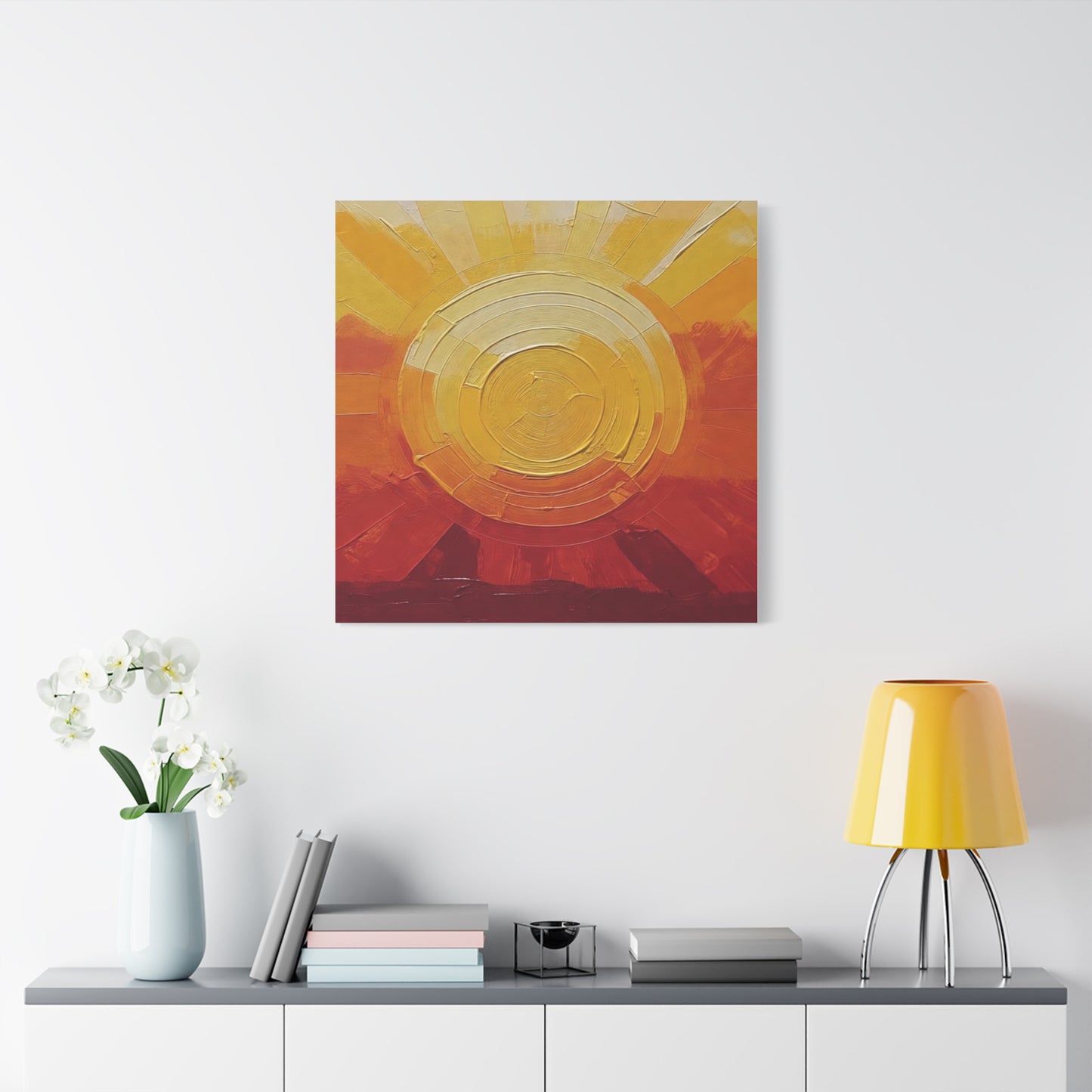 Abstract Sunrise Canvas Wall Art — Warm Sunrise Texture Matte Stretched Canvas