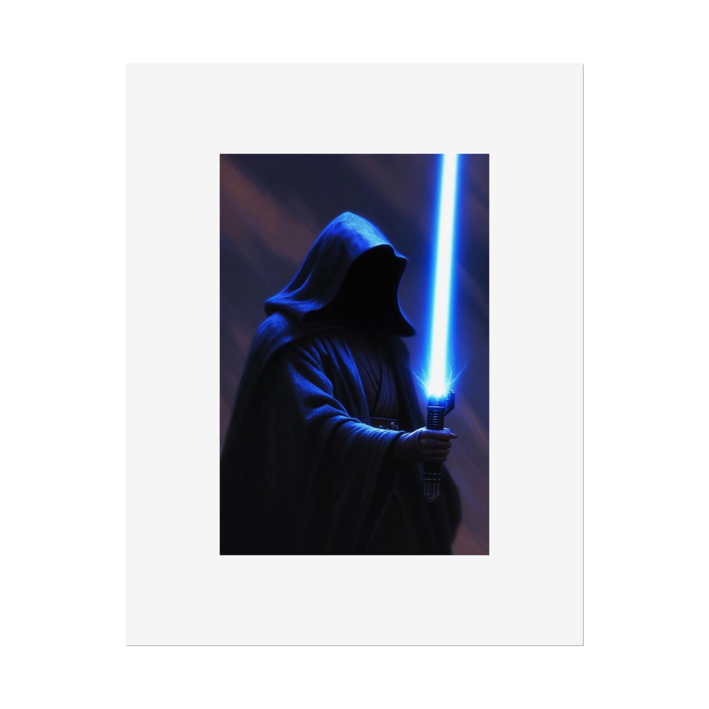 Sci‑Fi Lightsaber Poster — Hooded Jedi Warrior Wall Art (Rolled Poster)