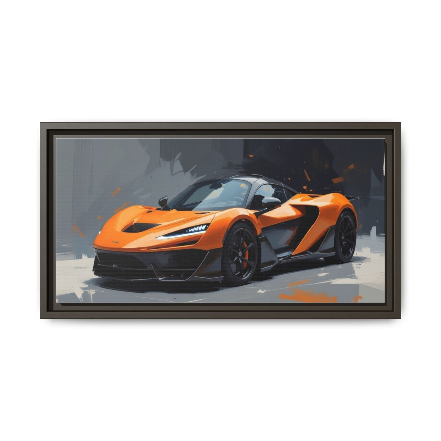 Framed Matte Canvas — Orange Sports Car Print