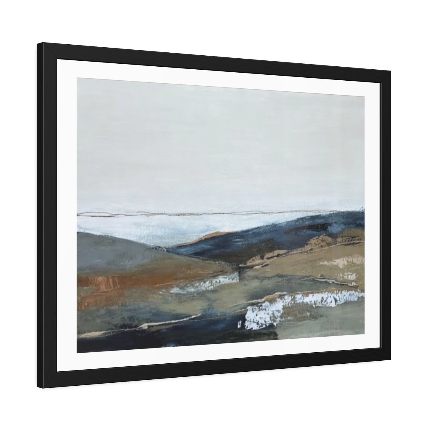 Framed Abstract Landscape Print — Calming Coastal Wall Art Poster