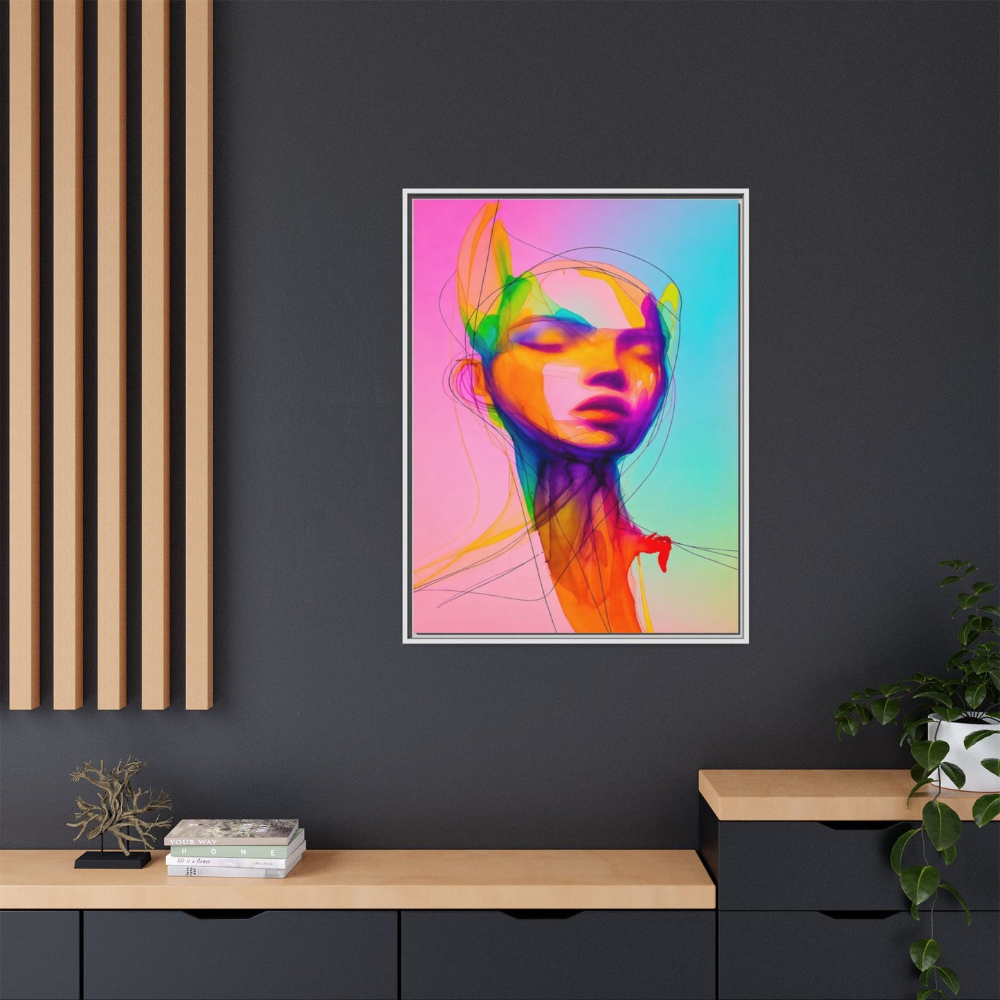 Framed Matte Canvas Art — Vibrant Abstract Portrait Wall Print