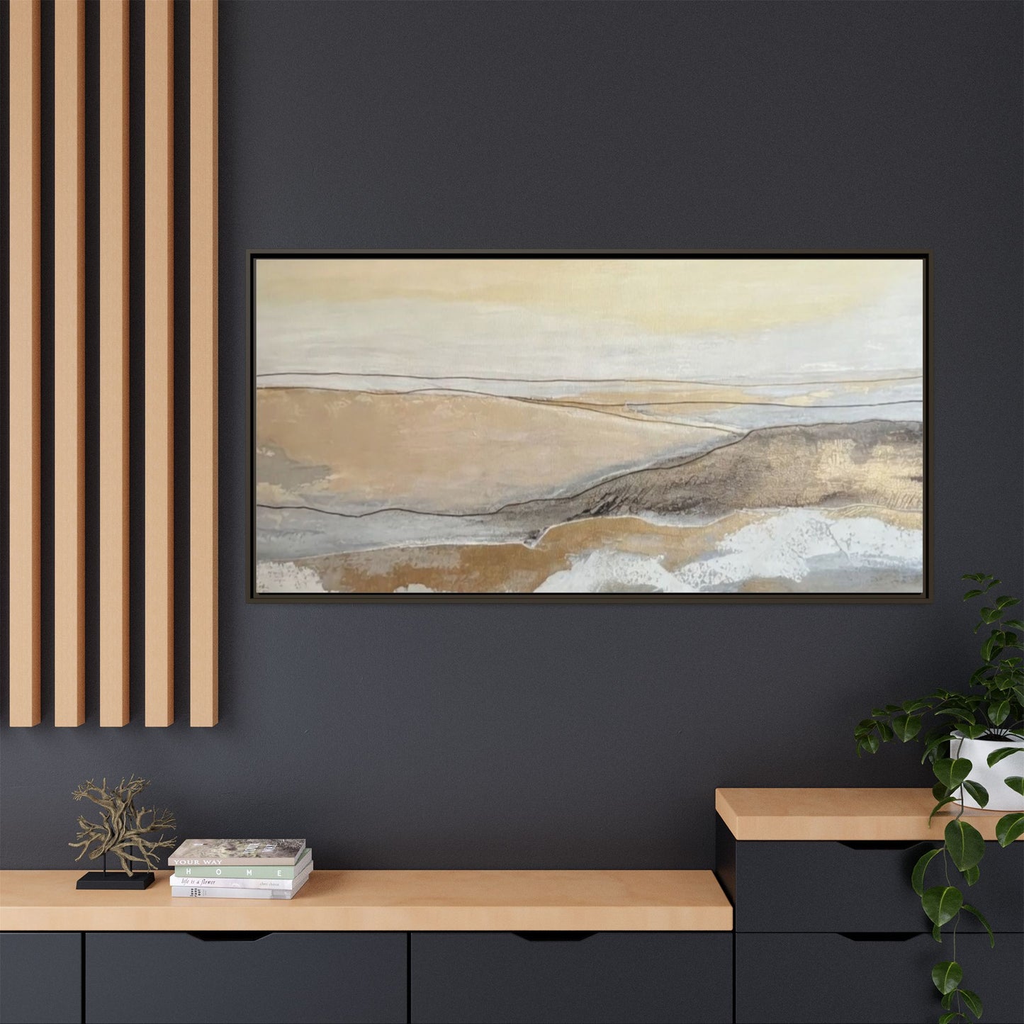 Framed Abstract Coastal Landscape Matte Canvas Wall Art