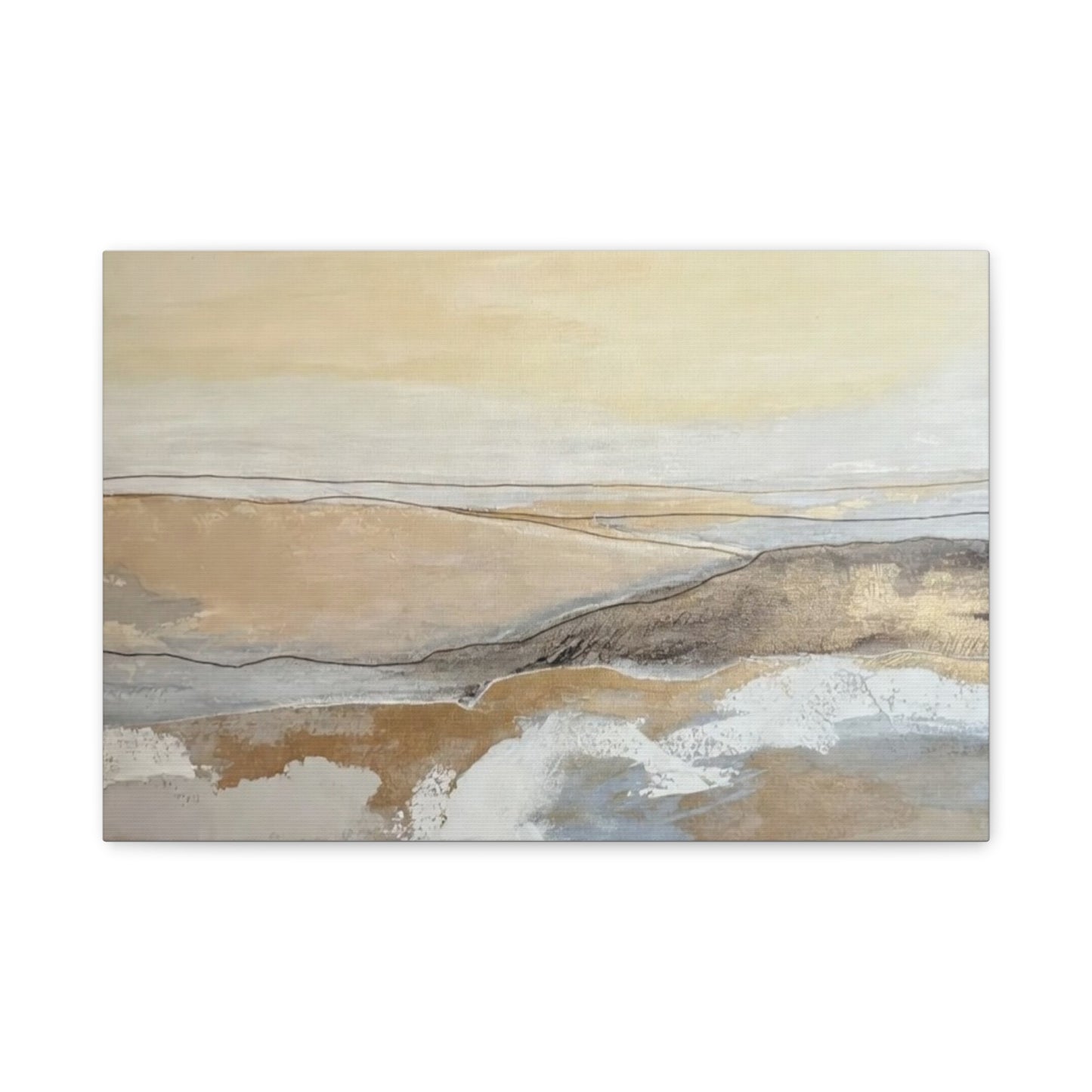 Abstract Coastal Landscape Canvas — Neutral Seascape Matte Stretched Wall Art