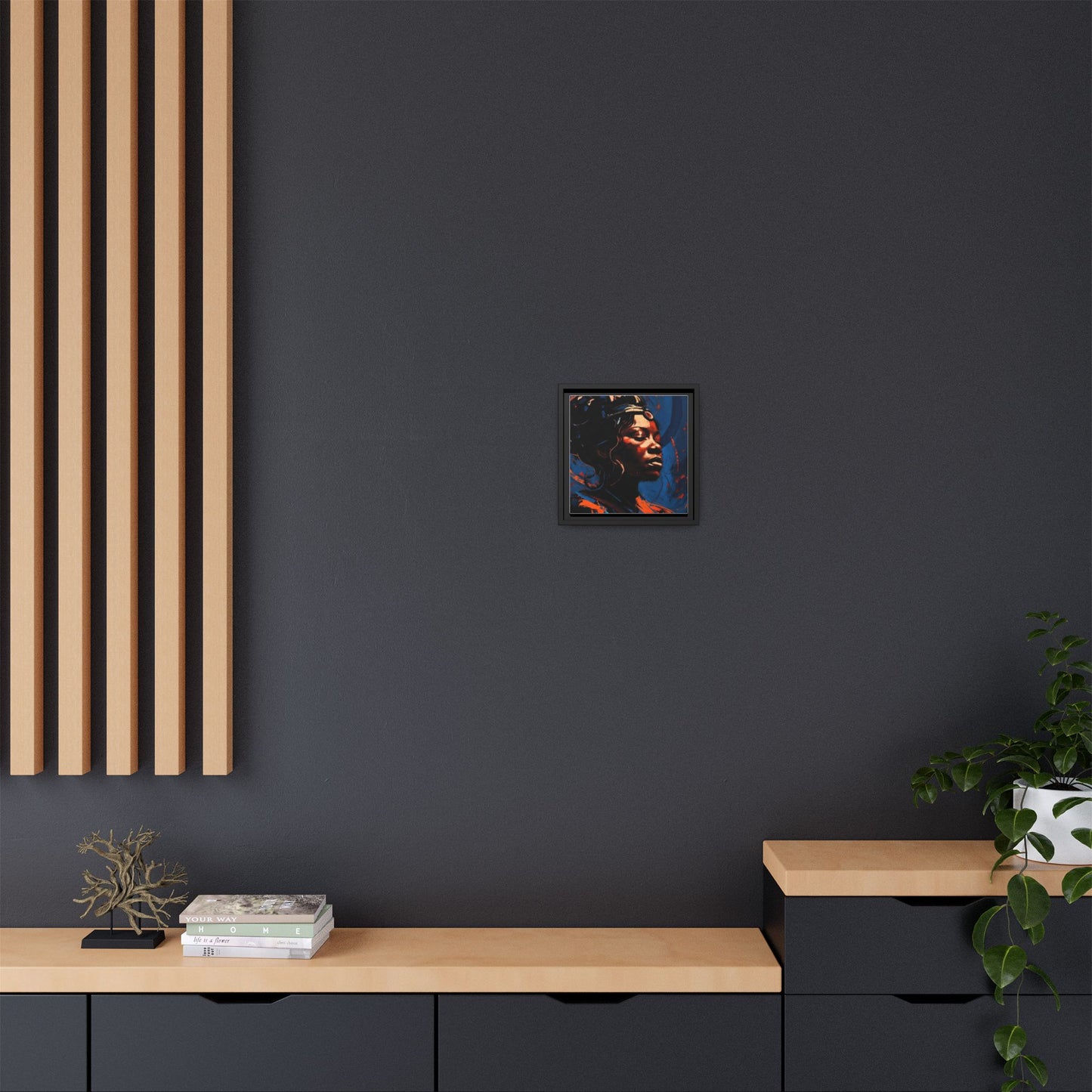 Framed Matte Canvas Art - Vibrant Portrait of a Black Woman (Multi-Color)