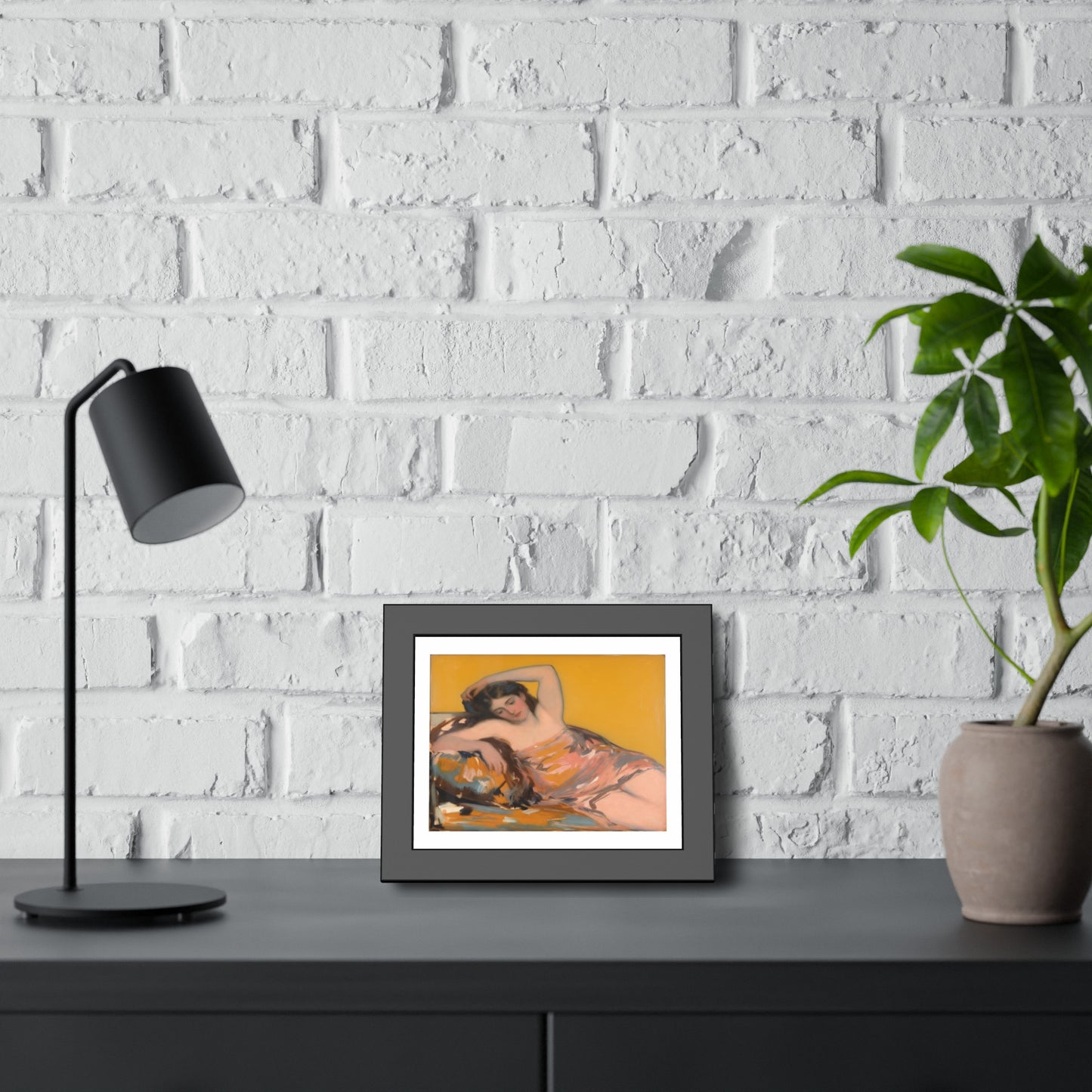 Framed Art Poster — Vintage Reclining Woman Print, Museum-Style Wall Art