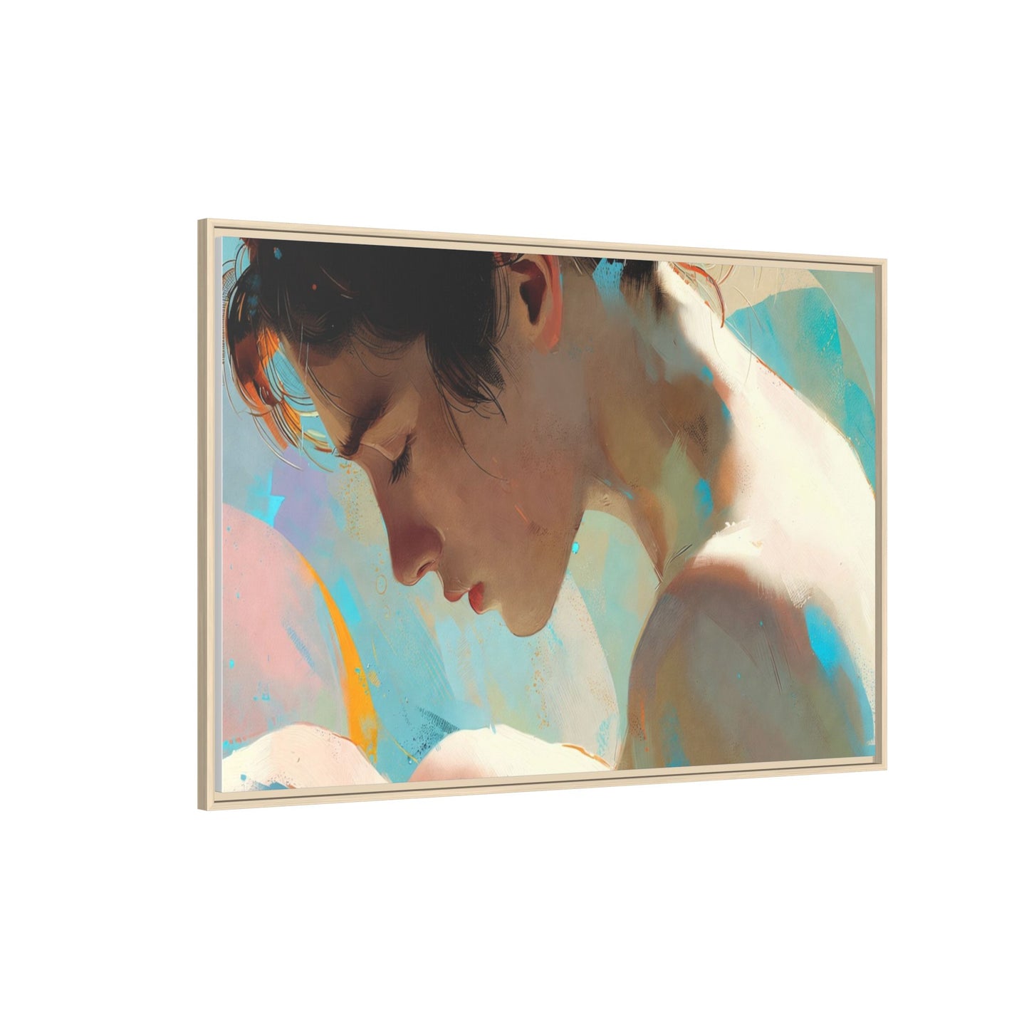 Framed Matte Canvas Print — Dreamy Portrait Art (Multi‑Color)