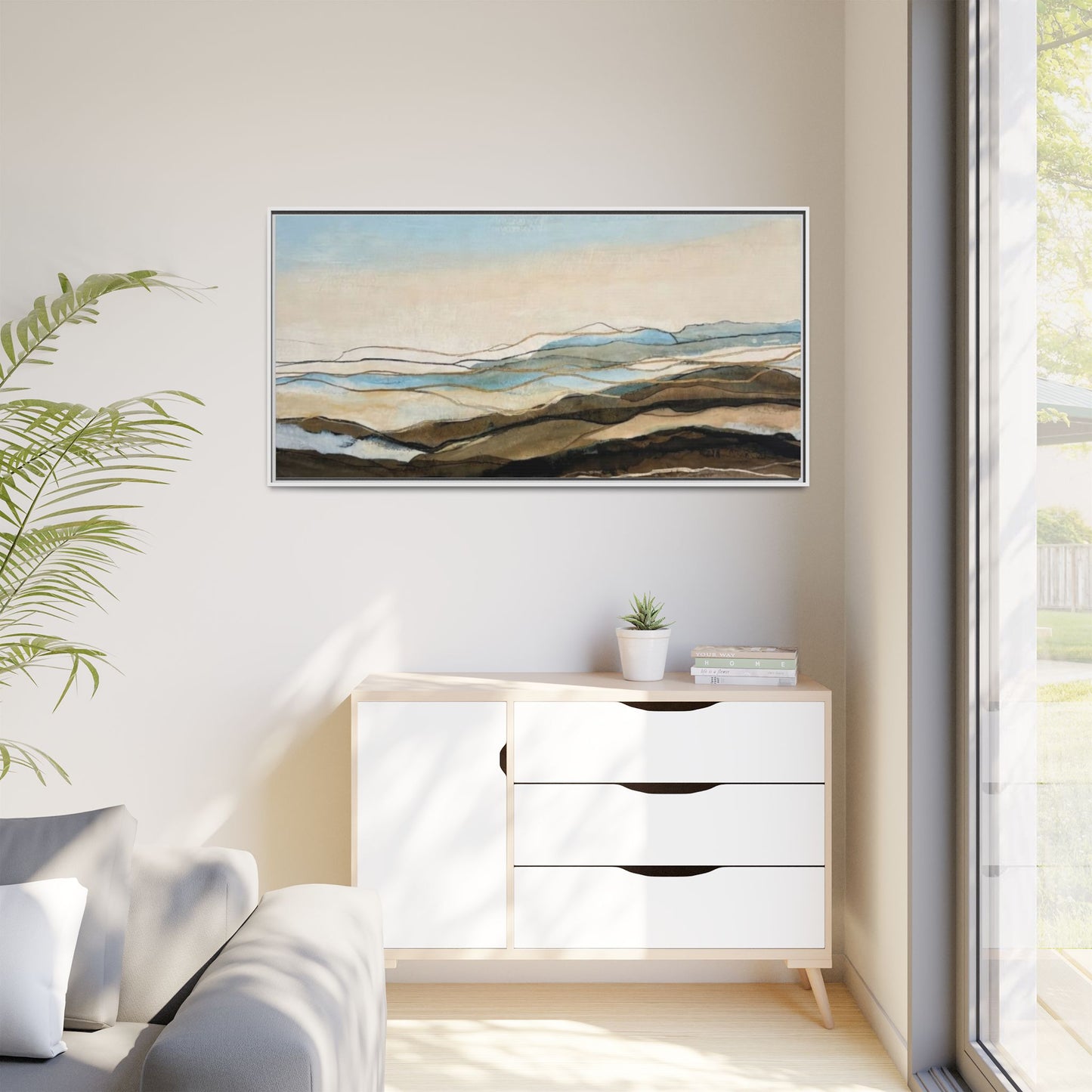 Framed Matte Canvas Print — Abstract Coastal Landscape Wall Art