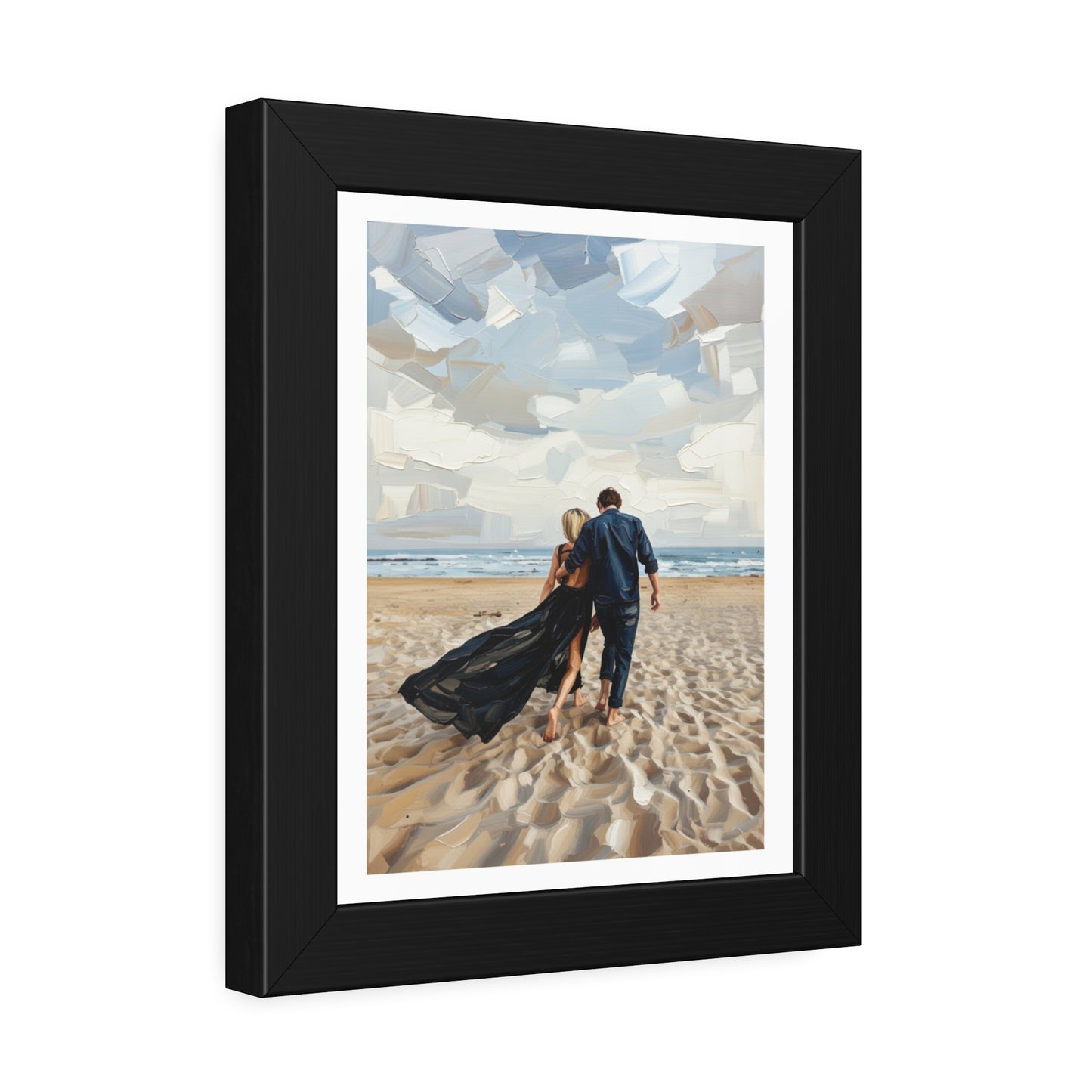 Framed Poster — Romantic Beach Couple Art Print