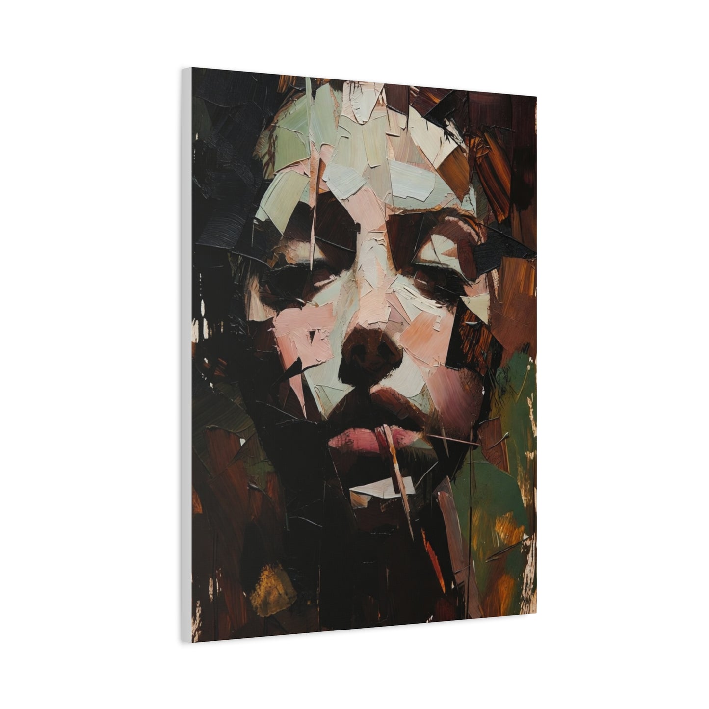 Abstract Portrait Matte Stretched Canvas (1.25") — Contemporary Textured Face Art