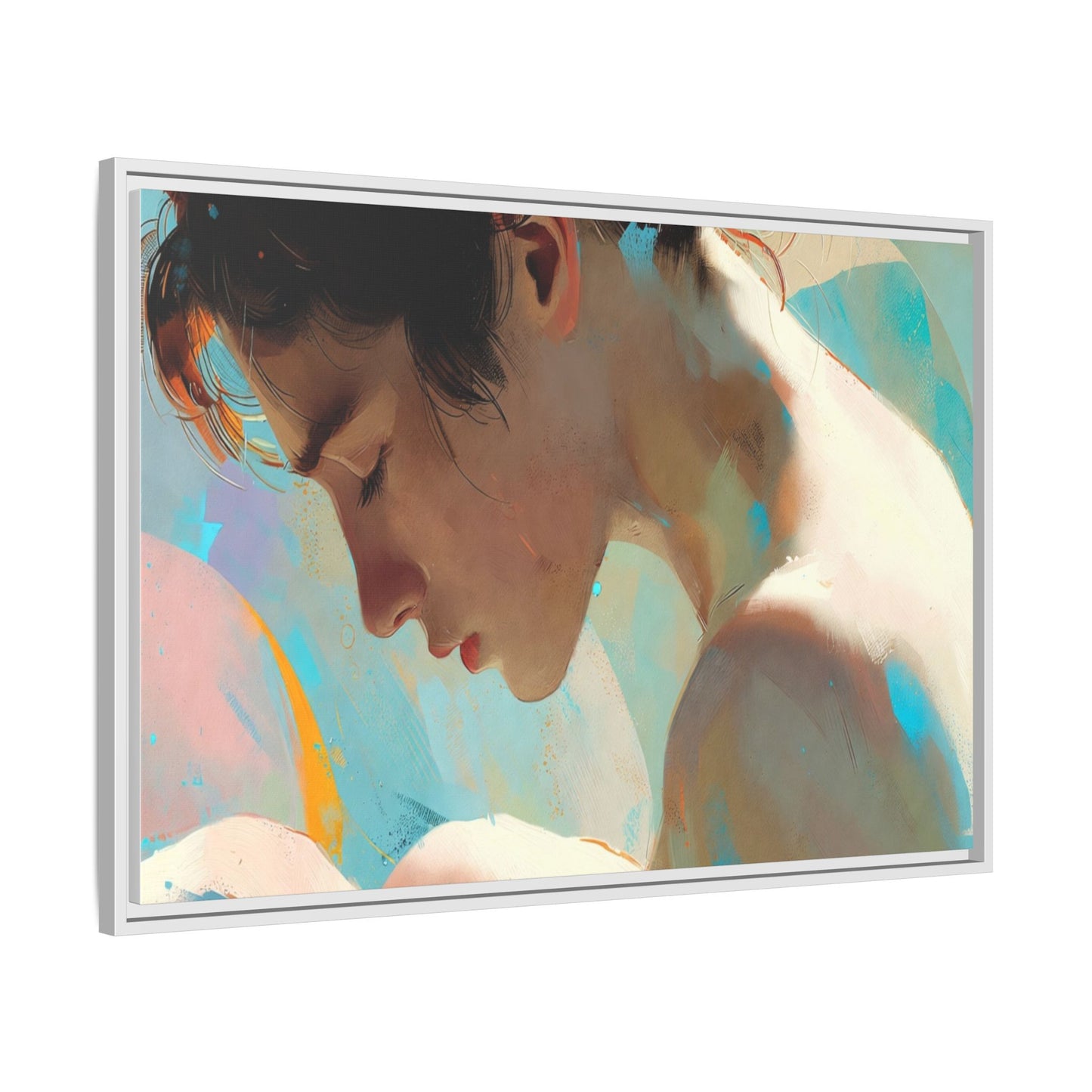 Framed Matte Canvas Print — Dreamy Portrait Art (Multi‑Color)