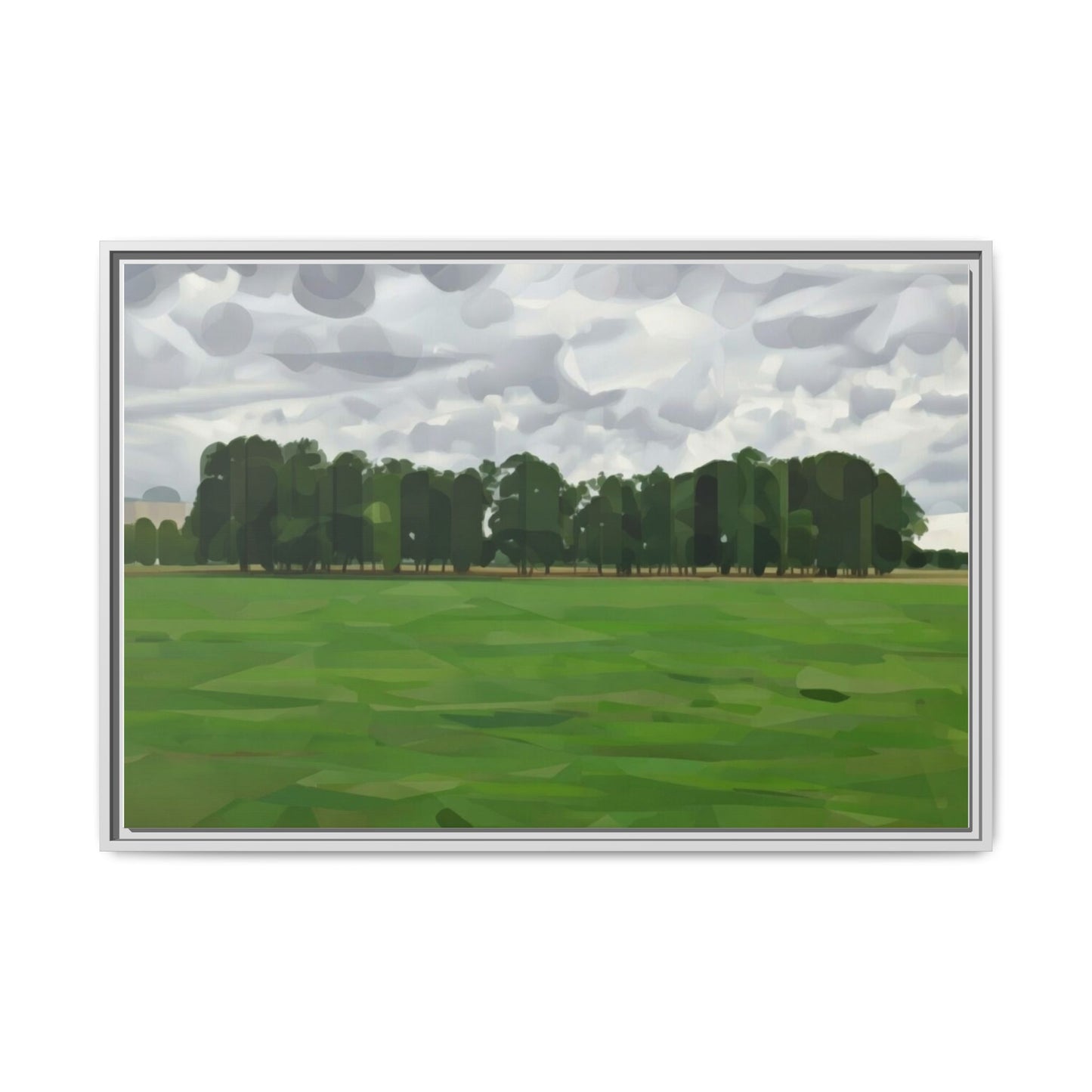 Framed Matte Canvas Print — Minimalist Green Landscape Art