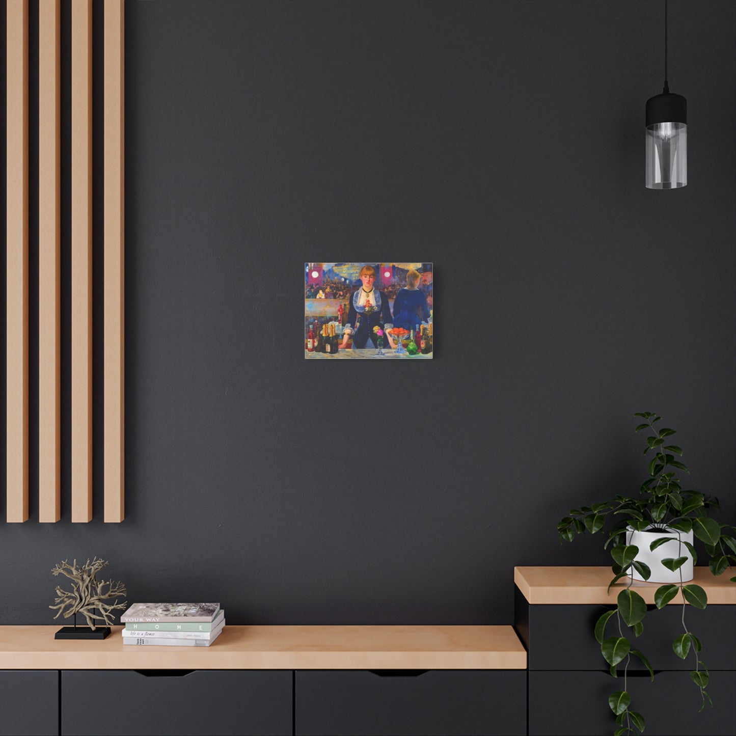 Bar at the Folies-Bergère Matte Canvas Print — Édouard Manet Style Barmaid Wall Art