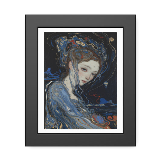 Framed Art Print — Dreamy Blue Portrait Poster