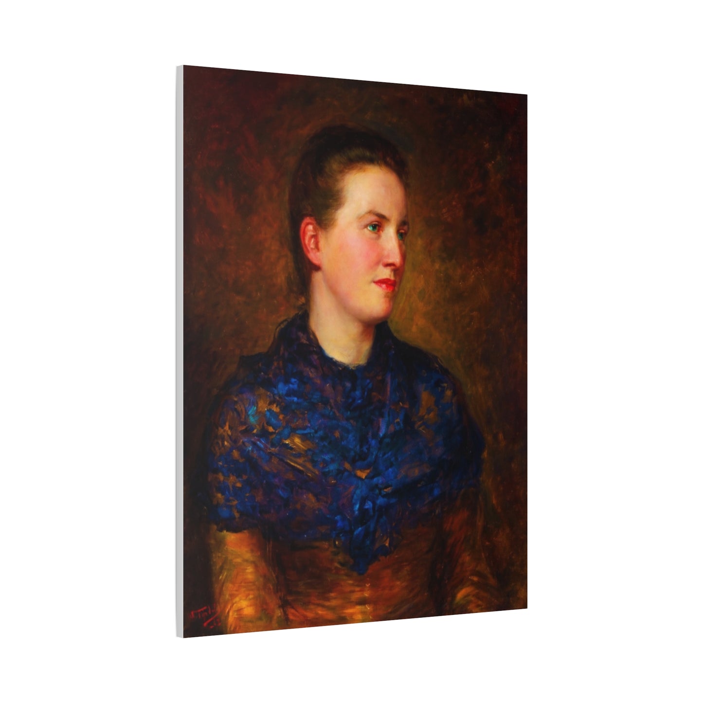 Portrait Canvas Print — Vintage Woman Oil Painting on Stretched Matte Canvas