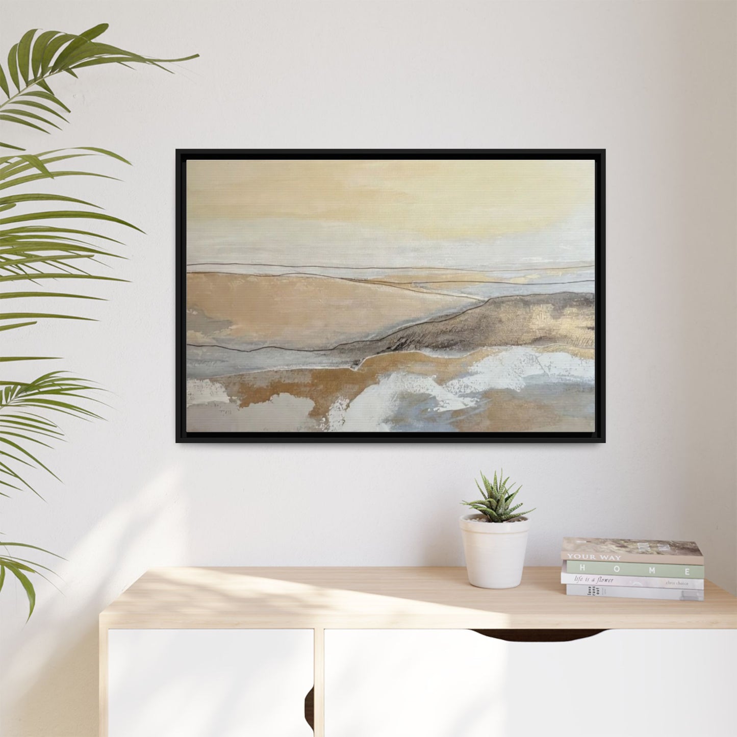 Framed Abstract Coastal Landscape Matte Canvas Wall Art
