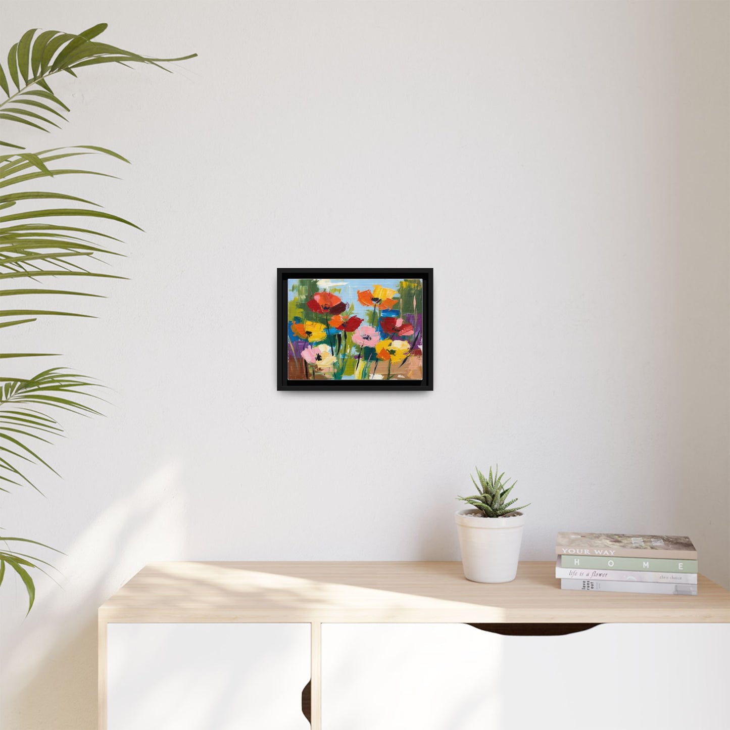 Framed Floral Canvas Print — Colorful Abstract Poppy Artwork