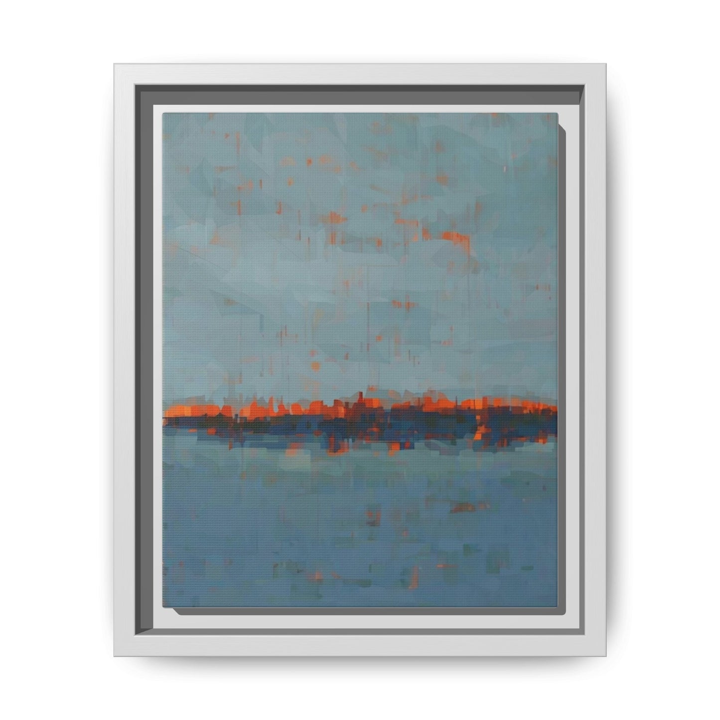 Framed Canvas Art — Teal & Orange Abstract Seascape