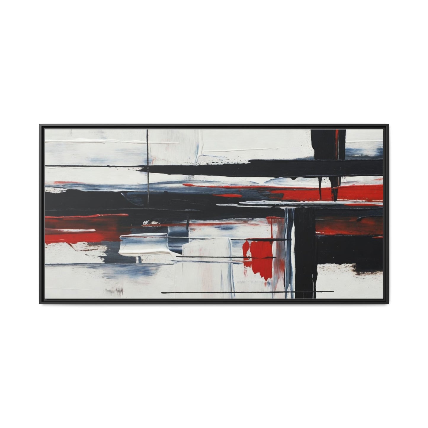 Abstract Red & Black Framed Canvas Art — Modern Matte Wall Painting