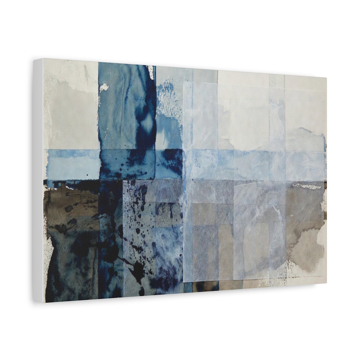 Abstract Blue Geometric Canvas Art — Stretched Matte Wall Decor