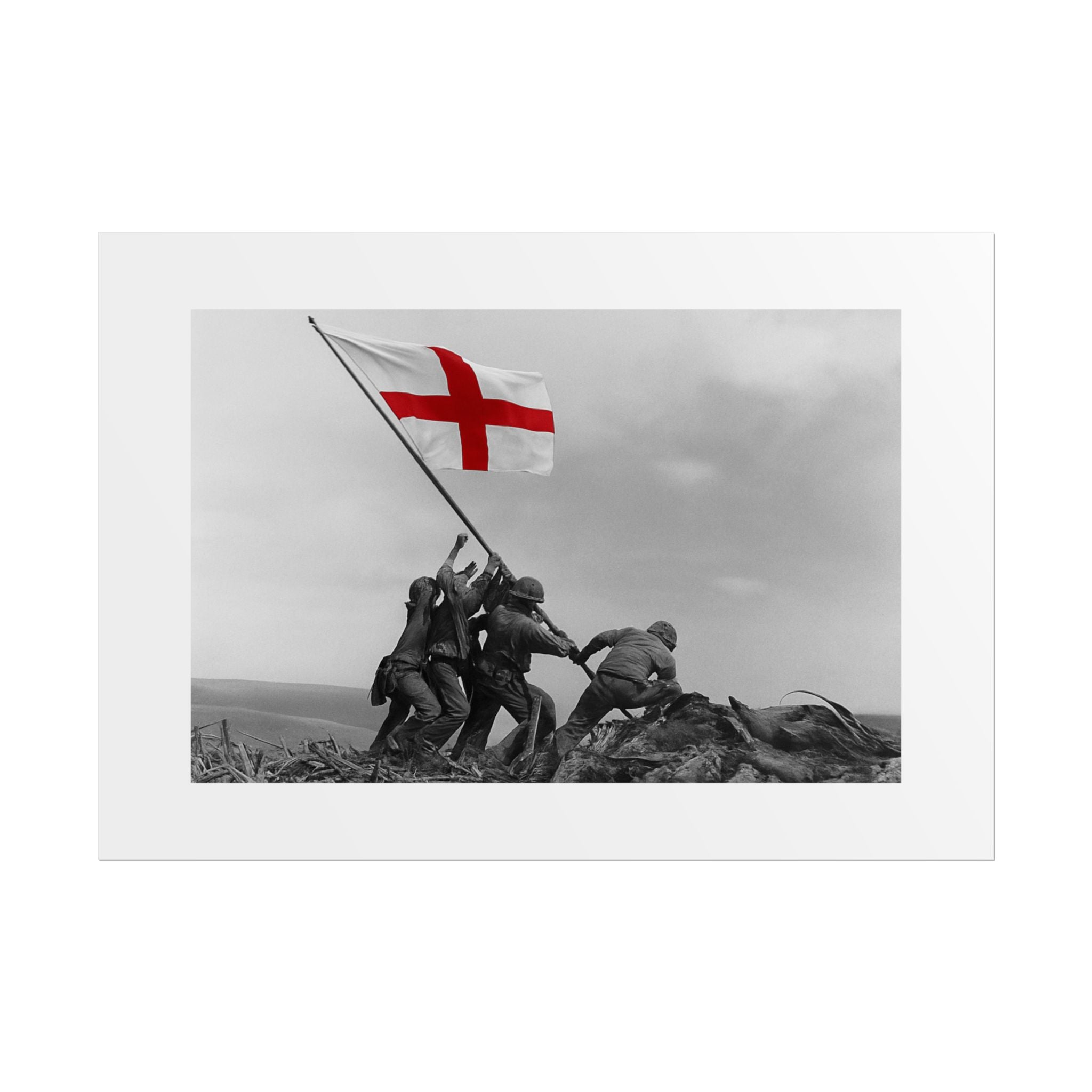 Raising the St George  by Unknown attributed to Joe Rosenthal Wall Art Print