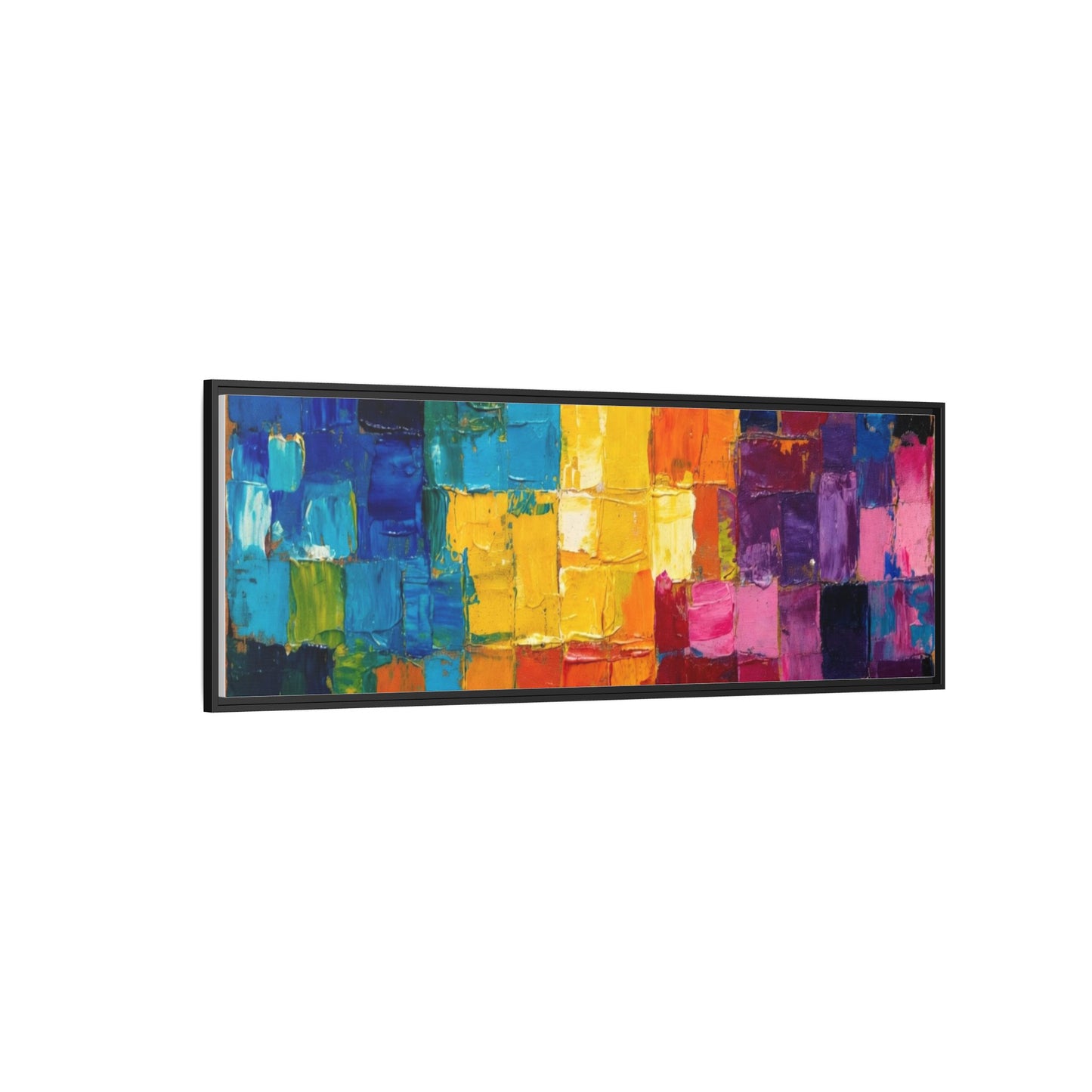 Abstract Rainbow Mosaic Framed Canvas Print — Colorful Modern Wall Art