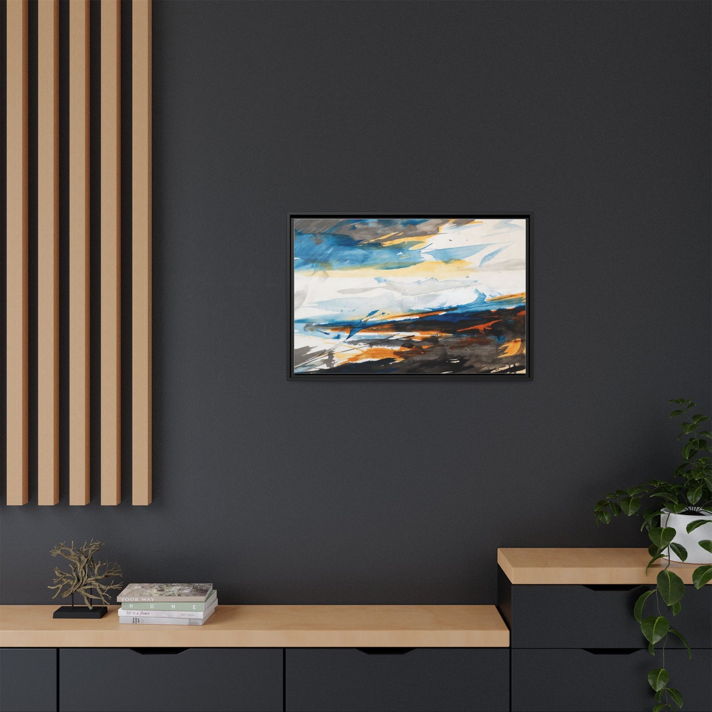 Abstract Coastal Waves Matte Canvas Framed Wall Art