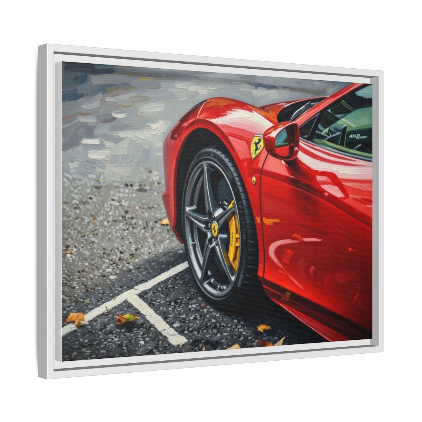 Framed Matte Canvas: Red Sports Car Close-Up Art Print