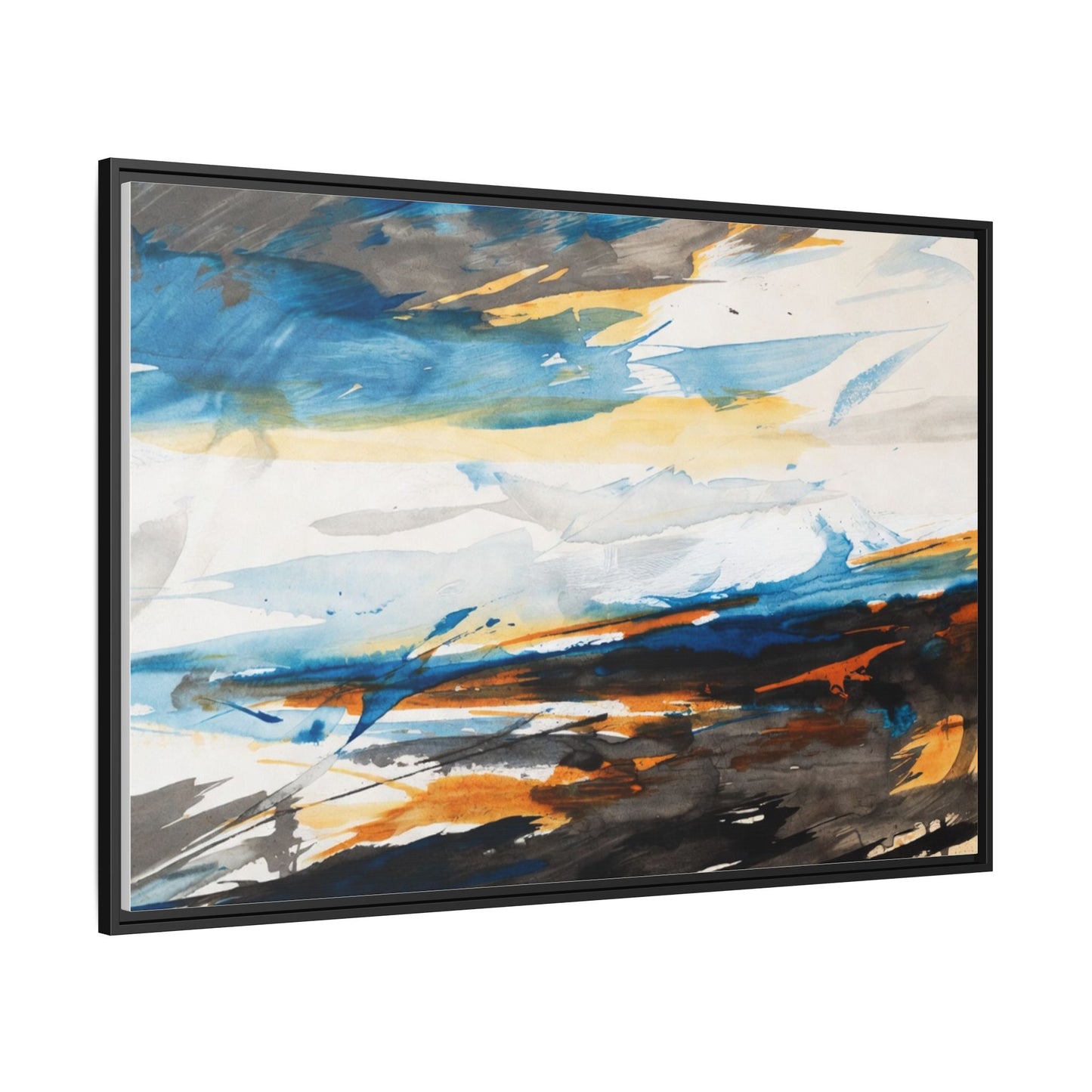 Abstract Coastal Waves Matte Canvas Framed Wall Art
