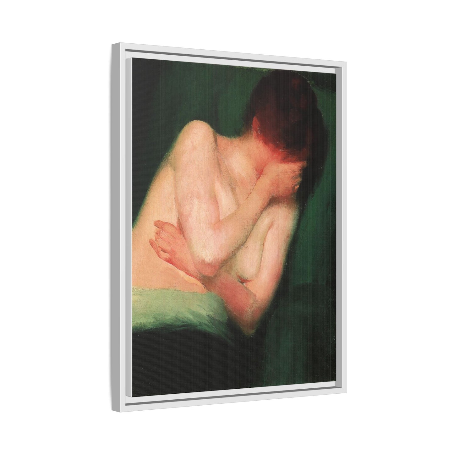 Female Nude by János Vaszary Framed Matte Canvas Wall Art Print
