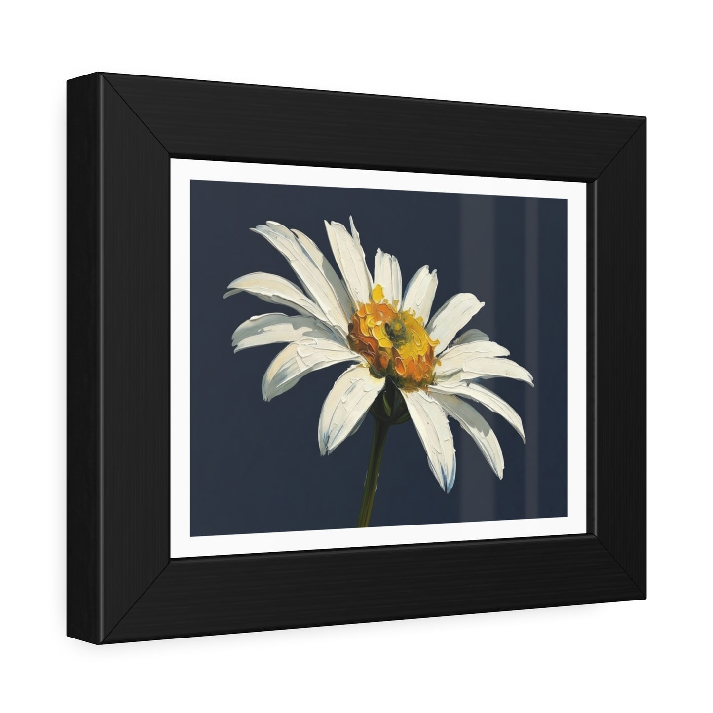 Framed Daisy Art Print — White Daisy Wall Poster in Black Frame