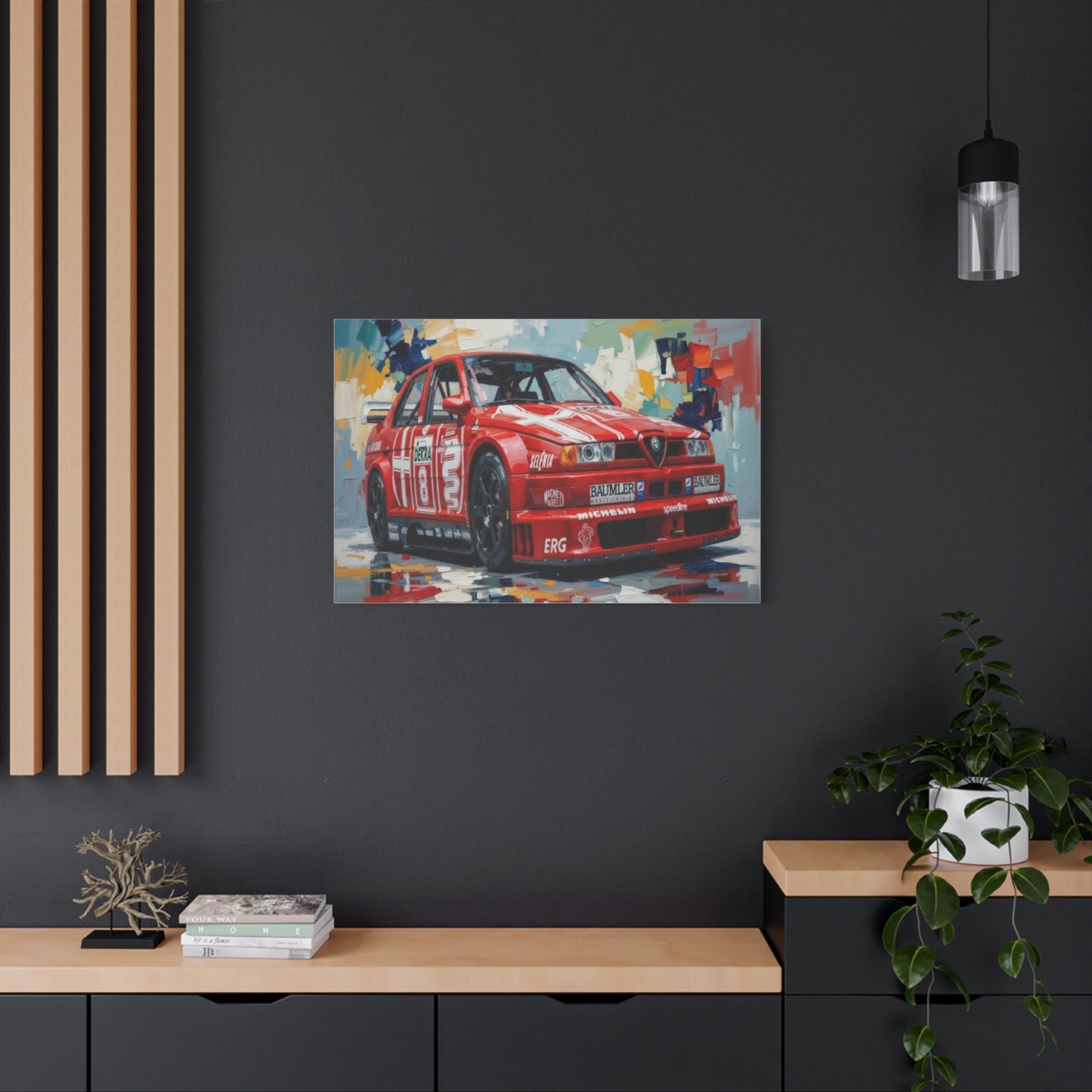 Racing Alfa Romeo Canvas Print — Red Race Car Stretched Wall Art
