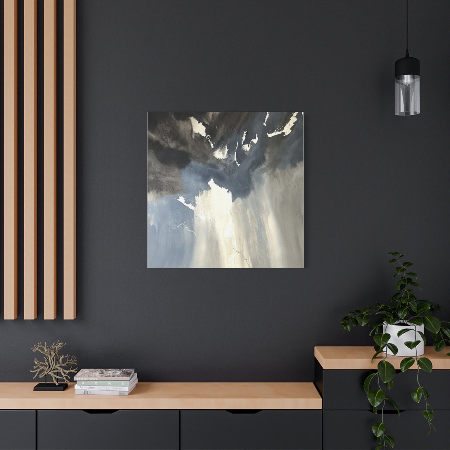 Abstract Storm Canvas Print — Dramatic Blue & Gray Matte Wall Art