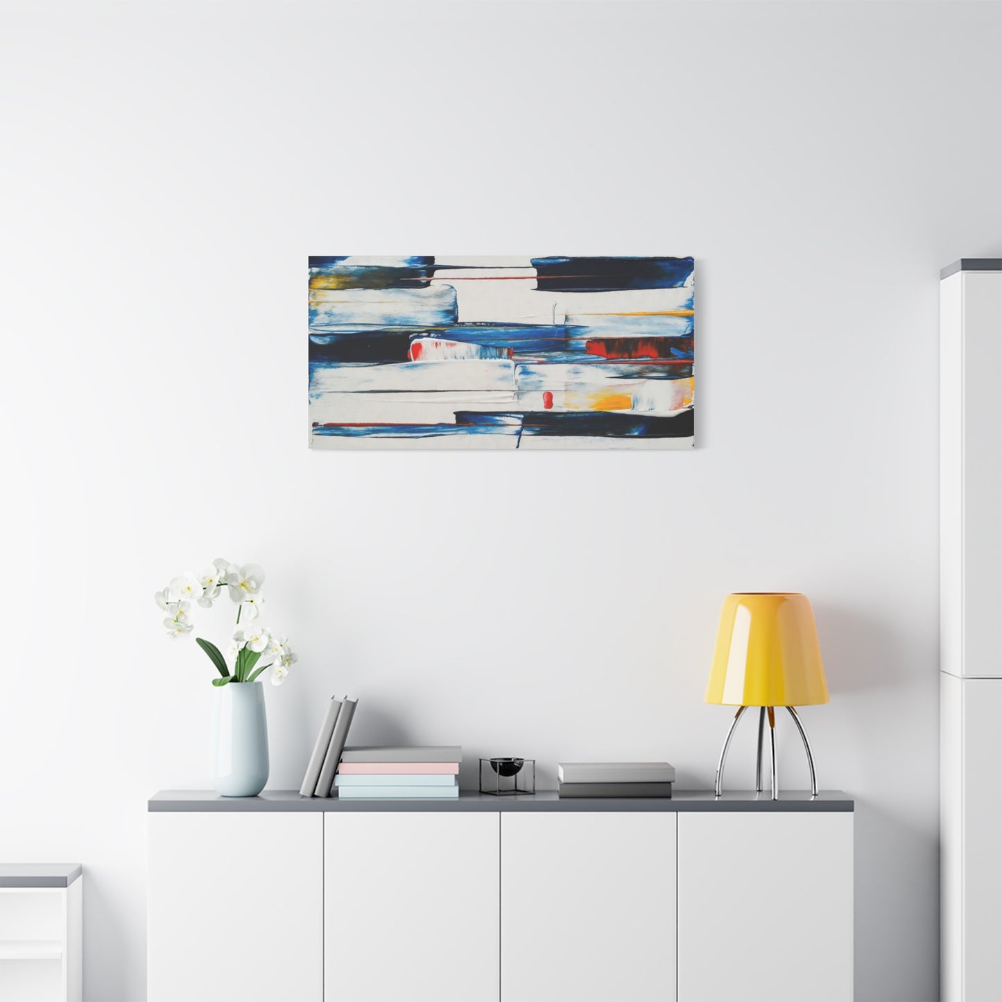 Abstract Blue Brushstroke Canvas Wall Art — Modern Stretched Matte Canvas