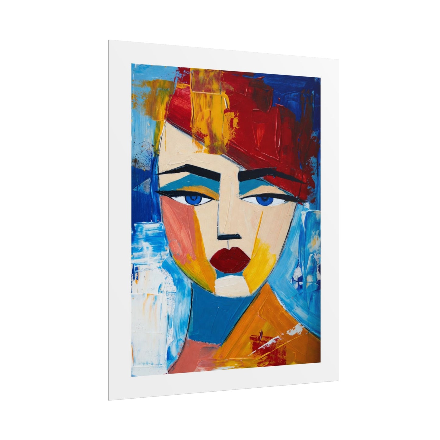 Abstract Colorful Face Poster - Modern Expressionist Rolled Art Print