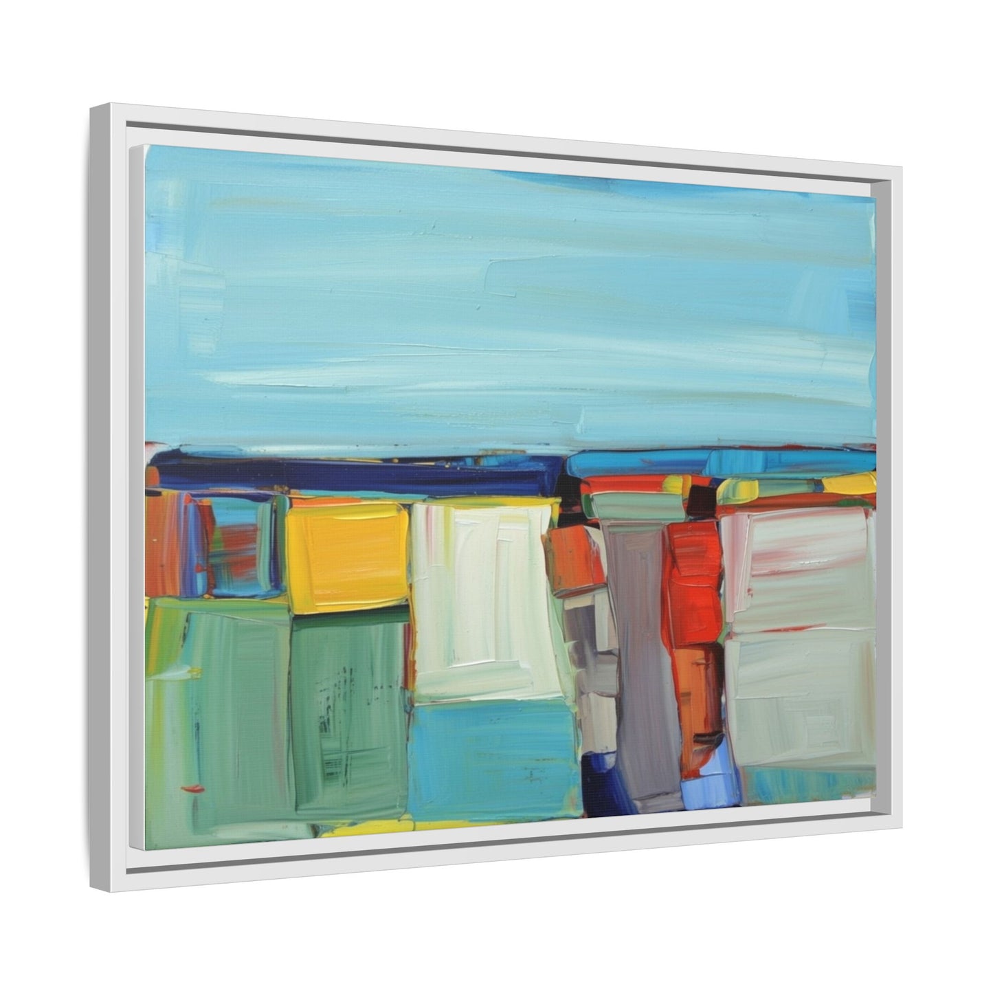 Abstract Coastal Blocks Matte Canvas Print (Framed)