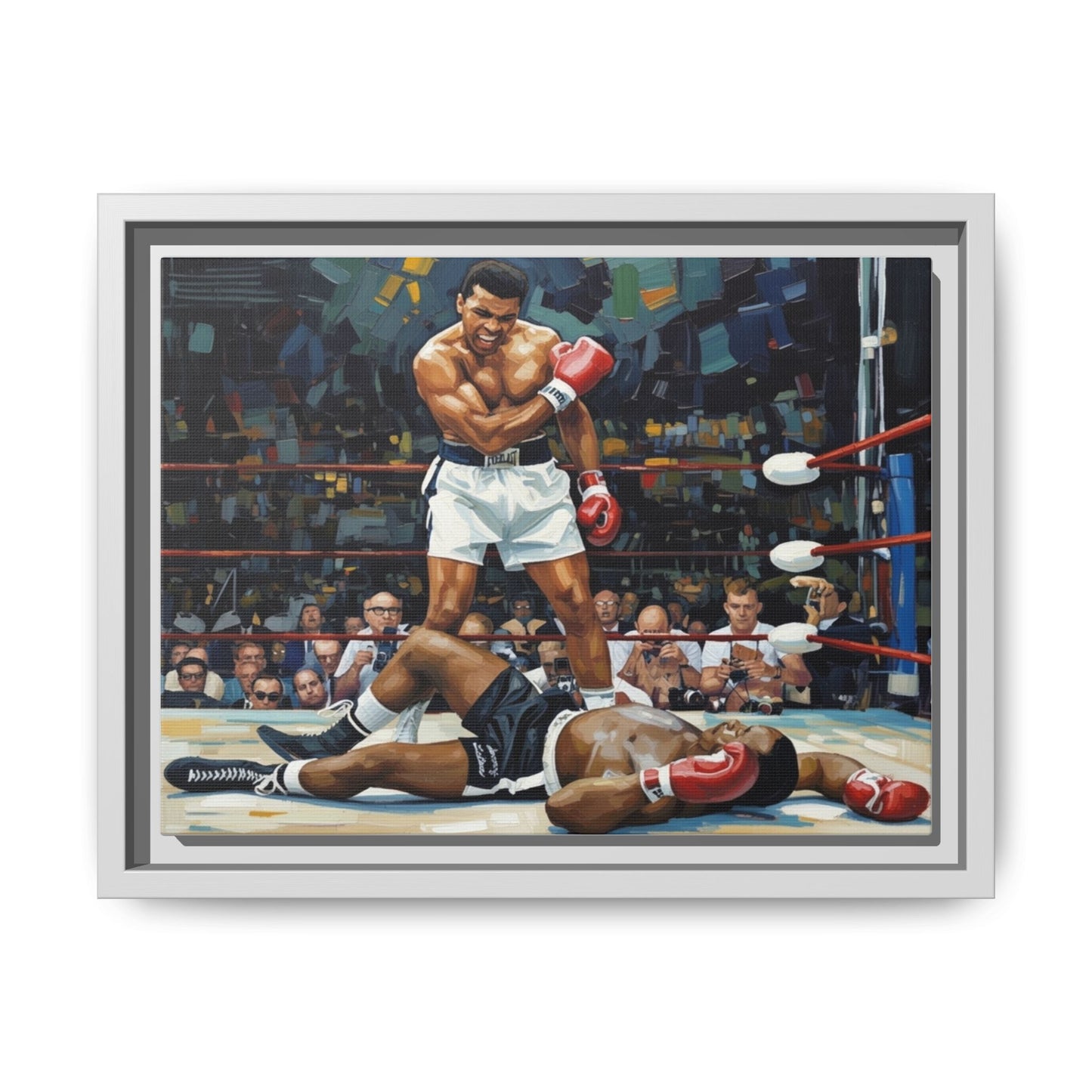 Framed Boxing Ring Canvas Print — Muhammad Ali Iconic Knockout Sport Art
