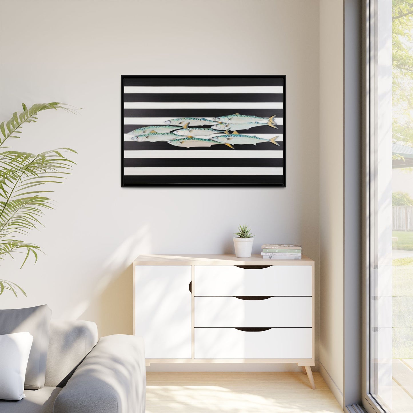 Striped Mackerel Canvas Print — Framed Matte Fish Wall Art