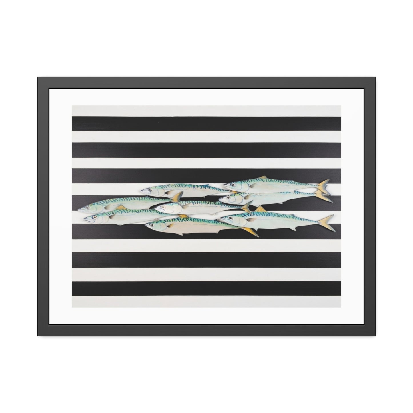 Framed Poster – Striped School of Fish Nautical Wall Art