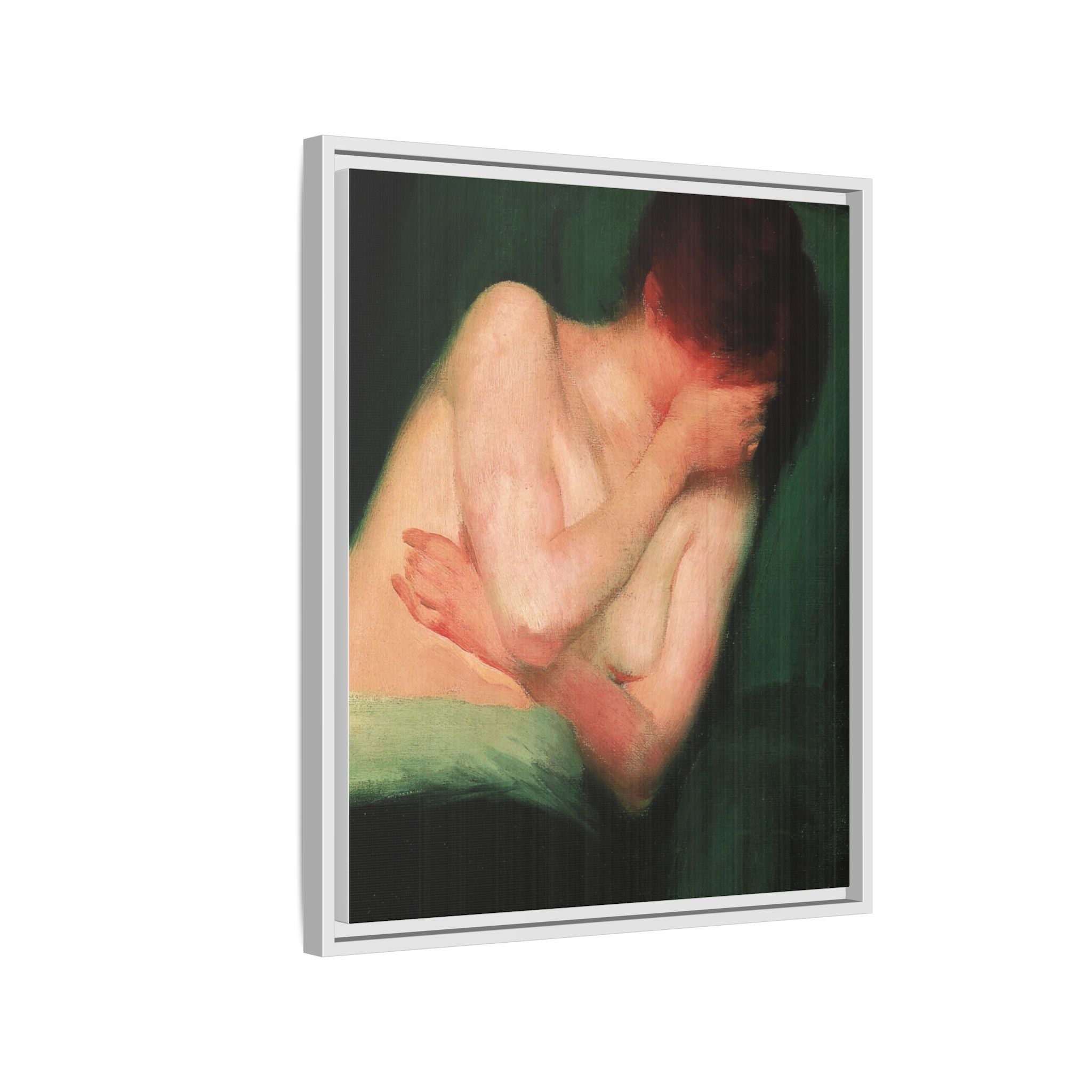 Female Nude by János Vaszary Framed Matte Canvas Wall Art Print