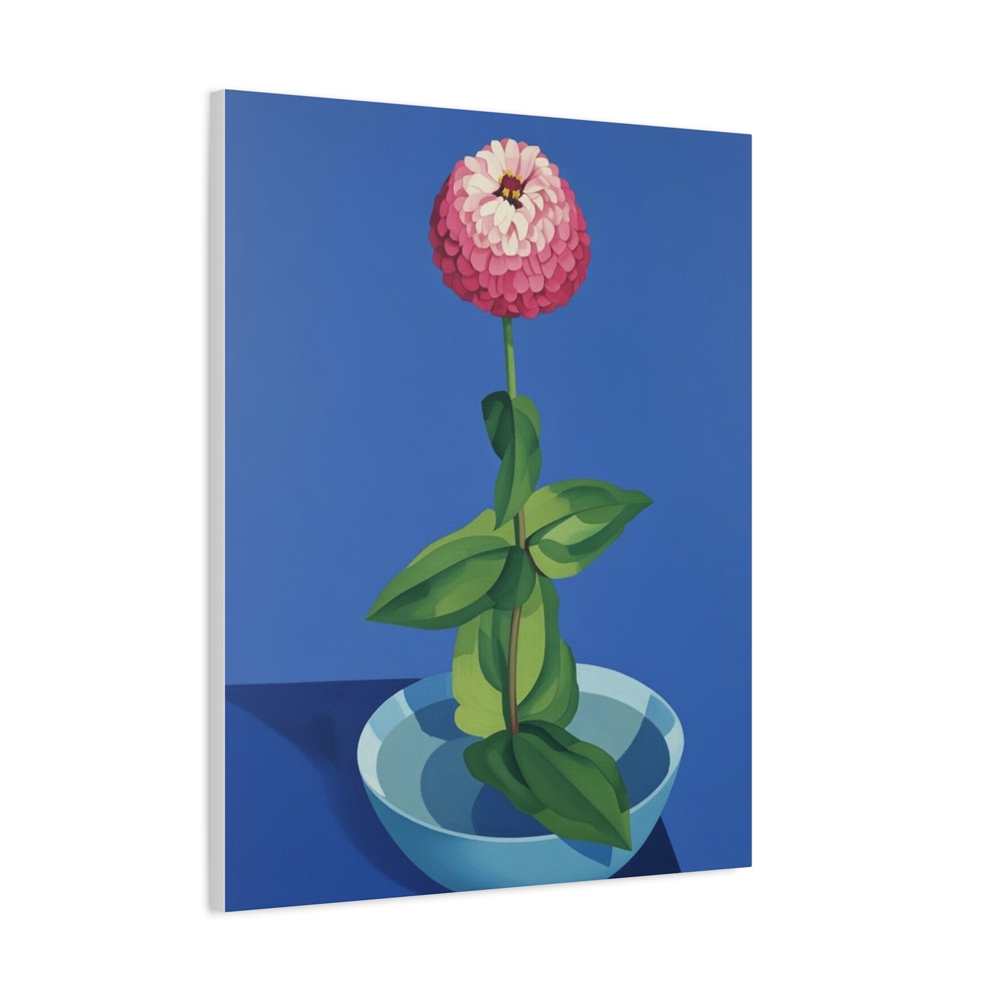 Pink Zinnia Still Life Matte Canvas Wall Art — Stretched 1.25"