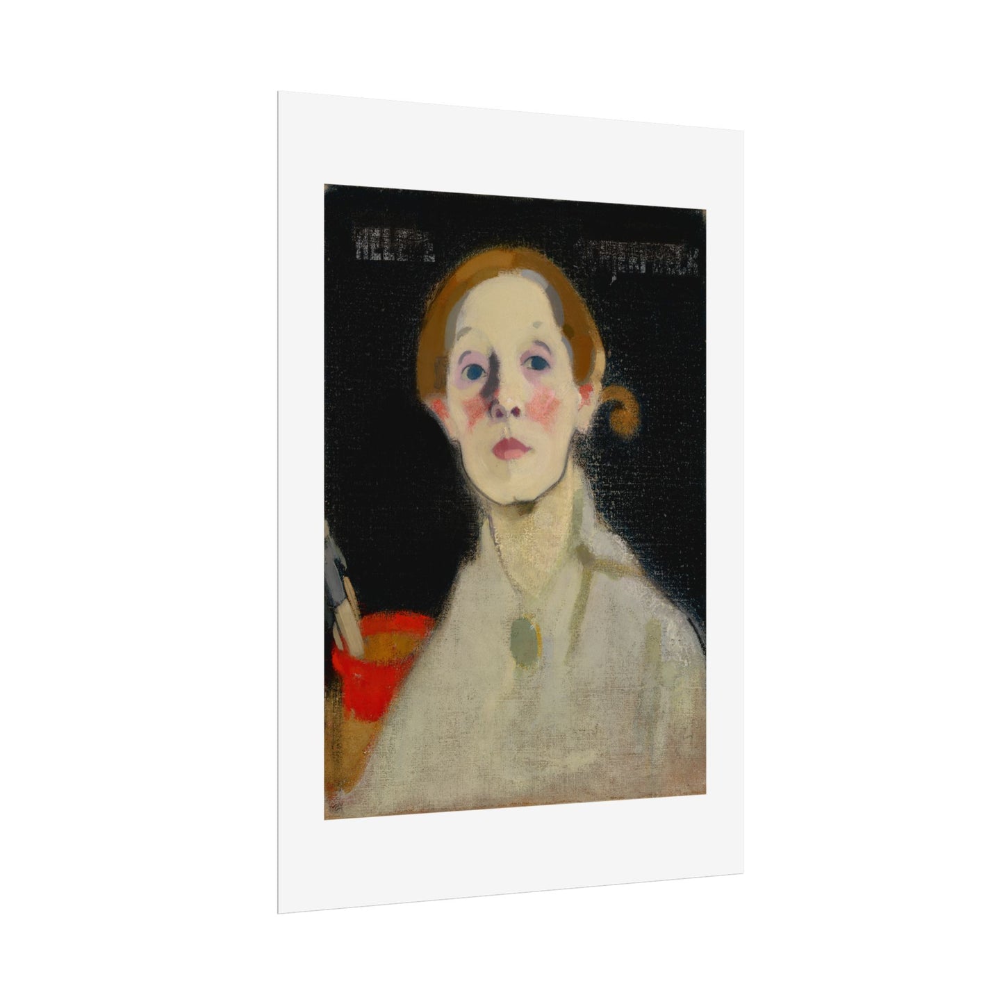 Self-Portrait Black Background by Helene Schjerfbeck Wall Art Print