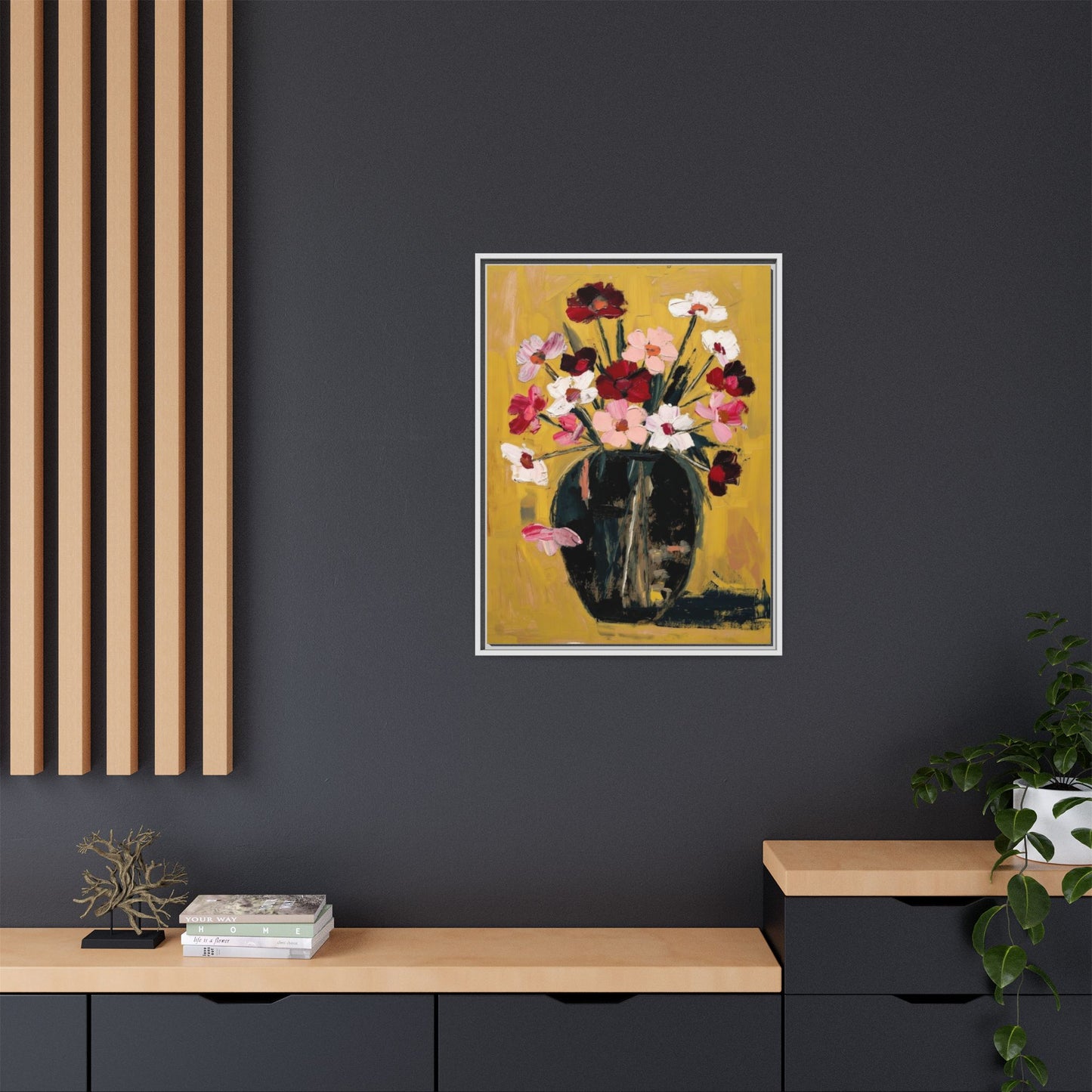 Framed Matte Canvas Floral Still Life Wall Art