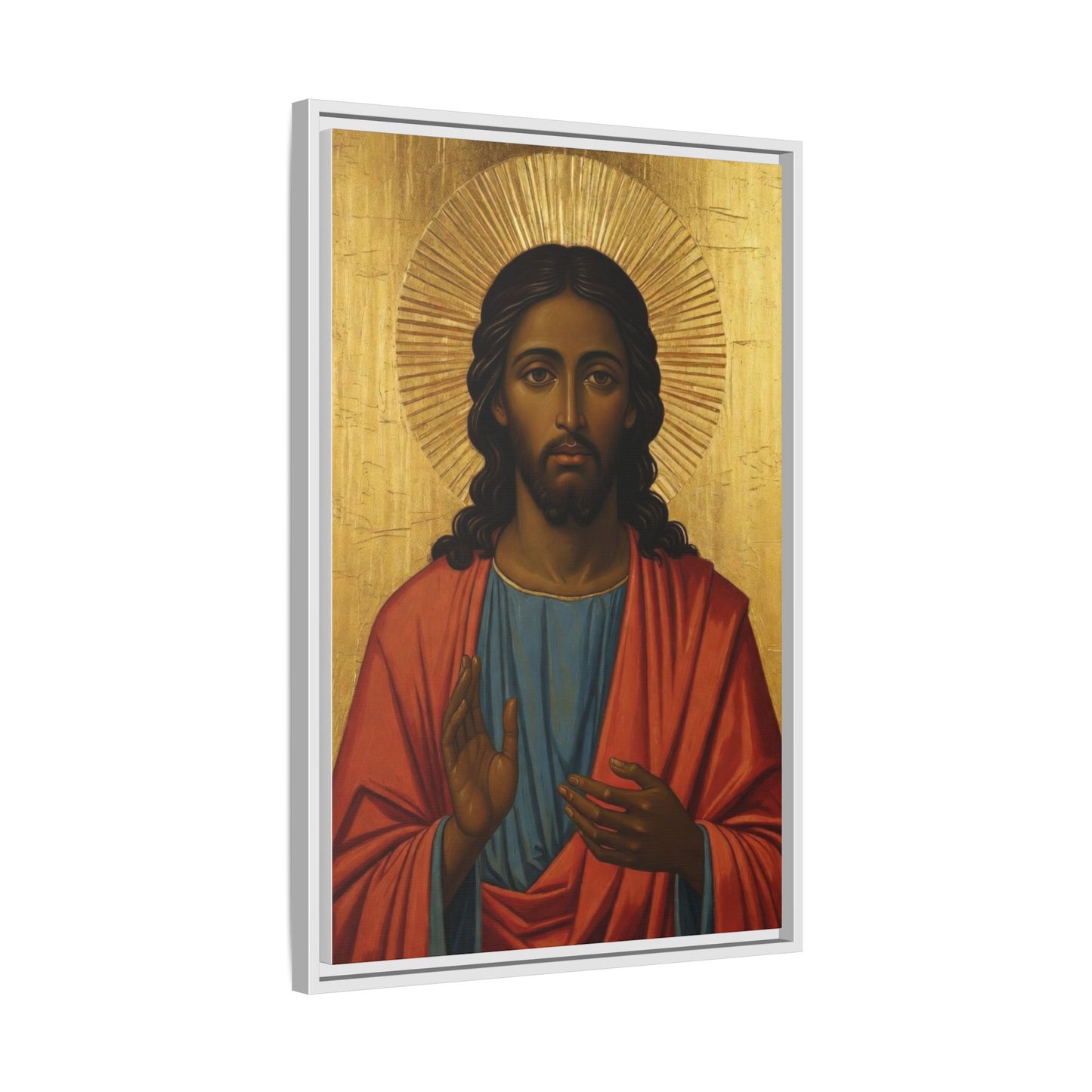 Framed Orthodox Christ Icon Matte Canvas — Religious Wall Art for Home, Church, or Prayer Corner