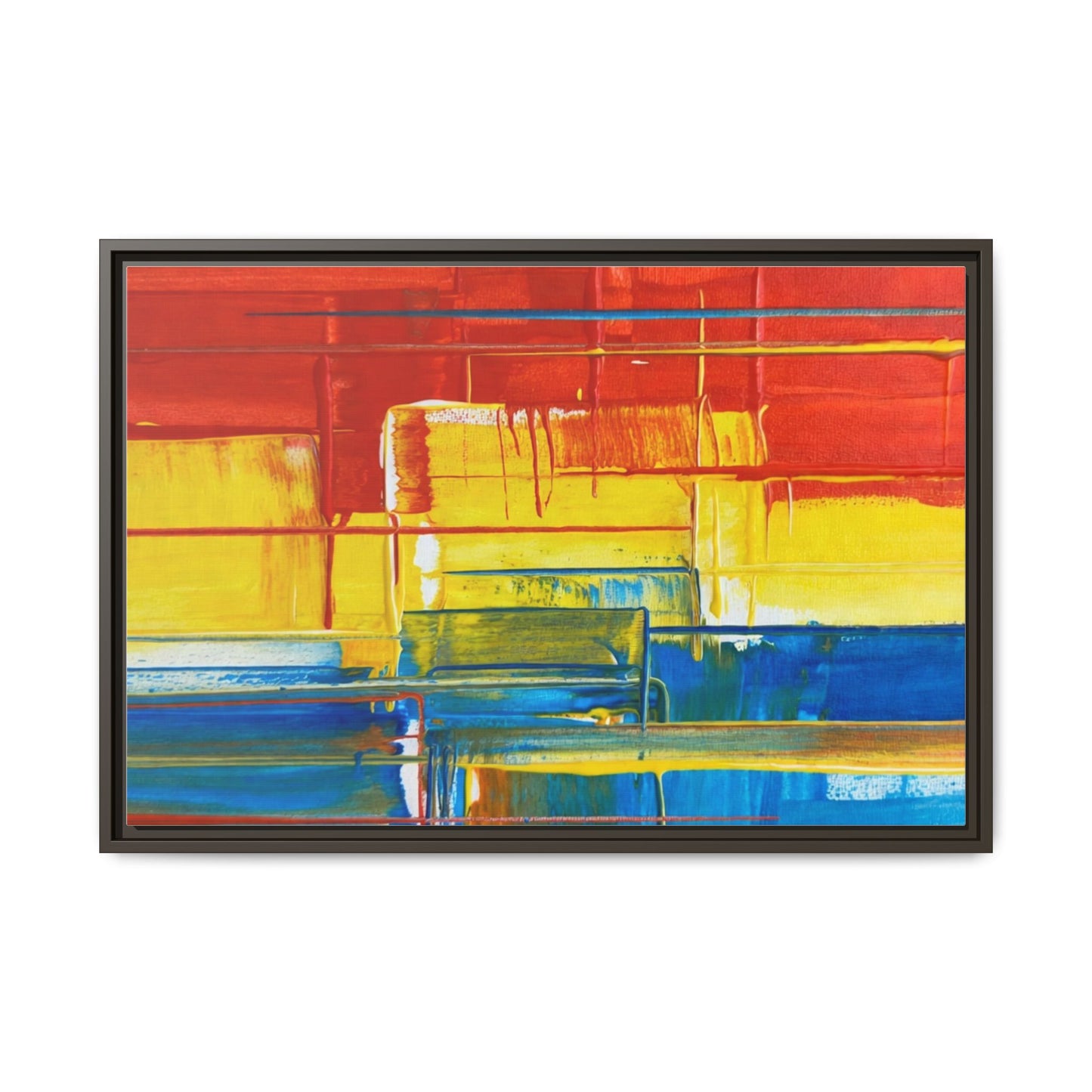 Abstract Multi-Color Framed Canvas Art — Modern Geometric Wall Decor