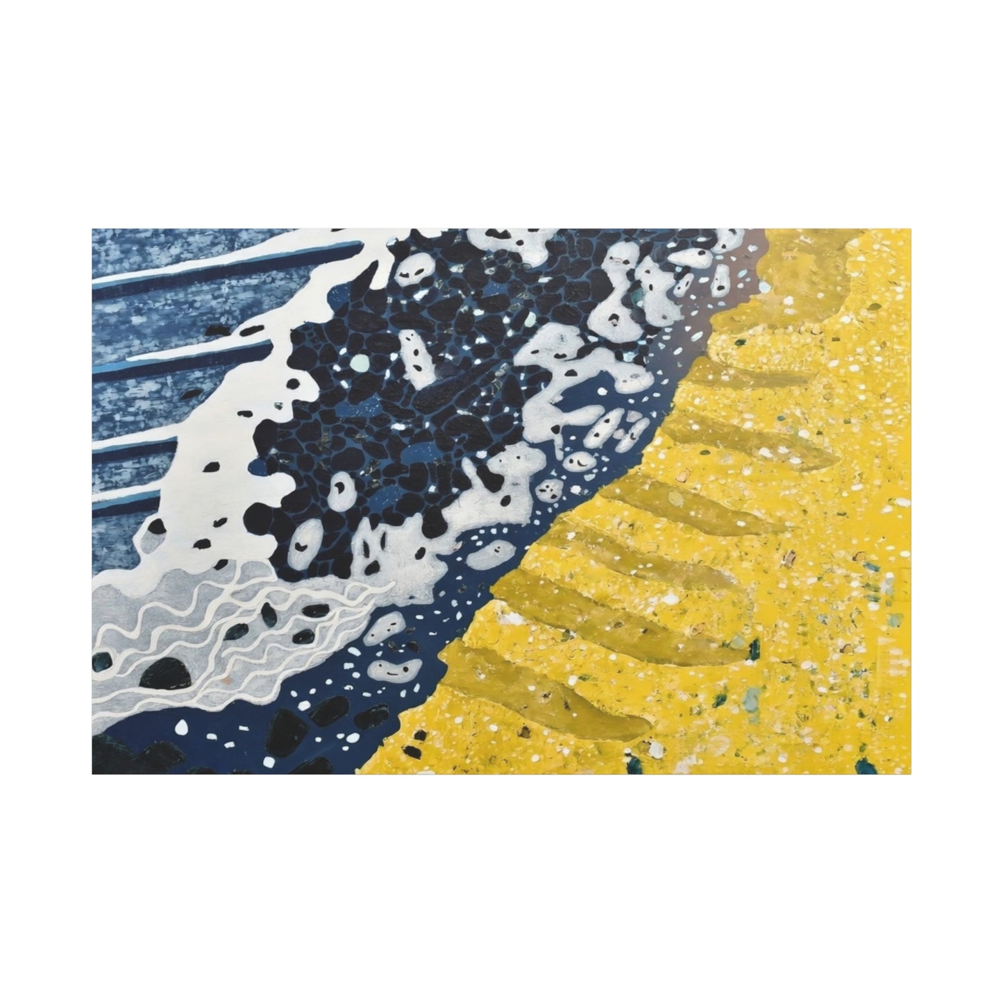 Abstract Blue & Yellow Fluid Art Canvas Print — Matte Stretched Wall Art