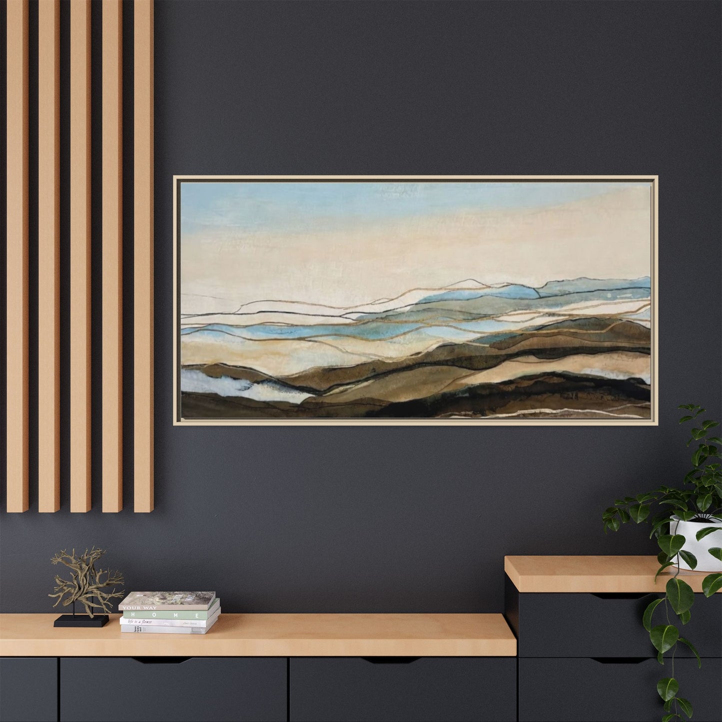 Framed Matte Canvas Print — Abstract Coastal Landscape Wall Art
