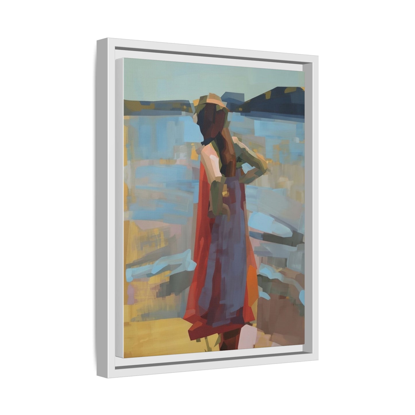 Framed Matte Canvas Print — Coastal Woman Abstract Art