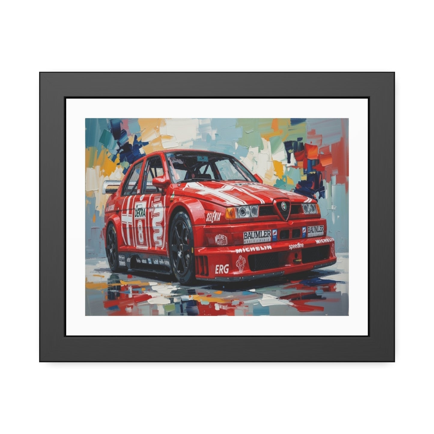 Race Car Framed Poster — Retro Red Racing Alfa Artwork