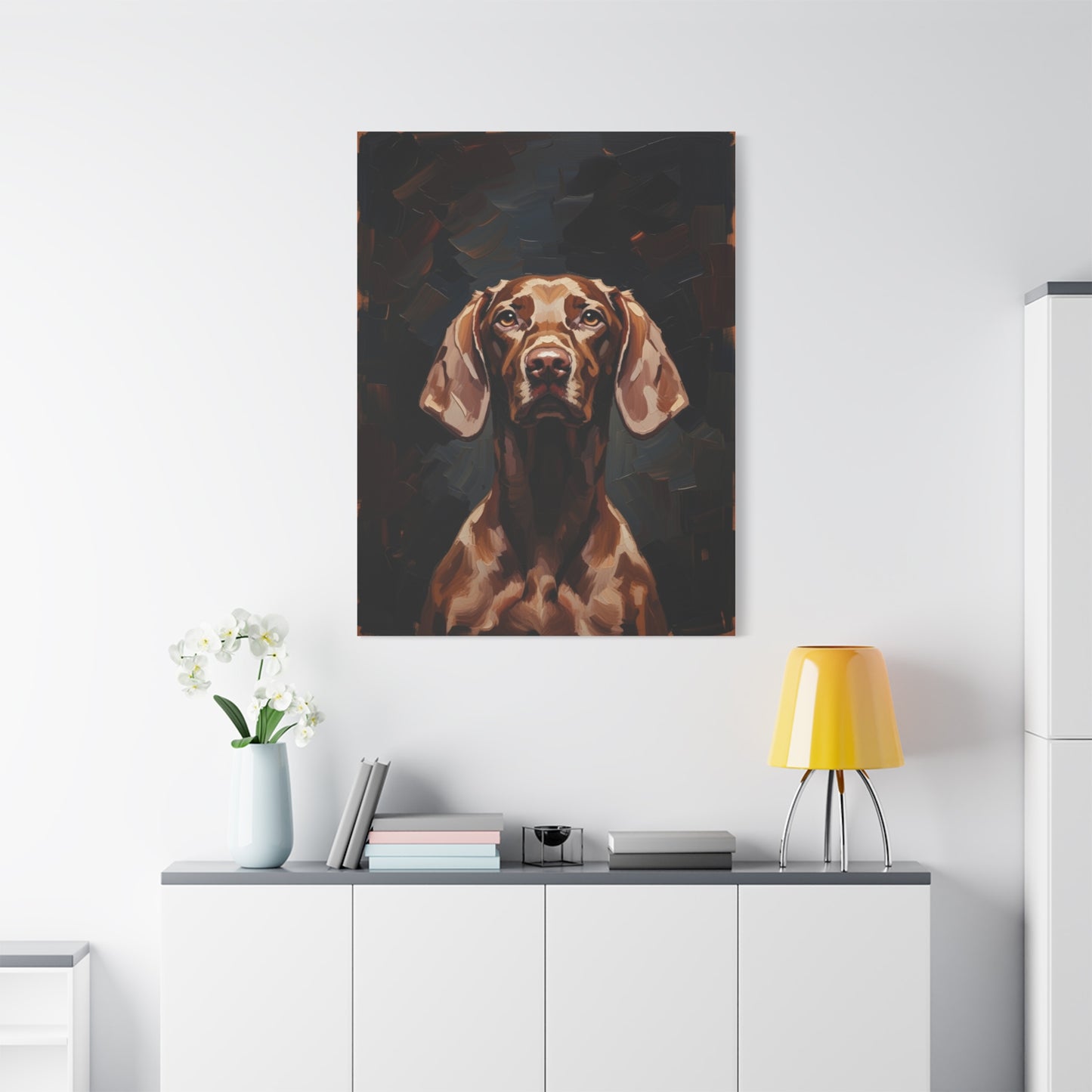 Chocolate Vizsla Canvas Wall Art — Matte Stretched Dog Portrait