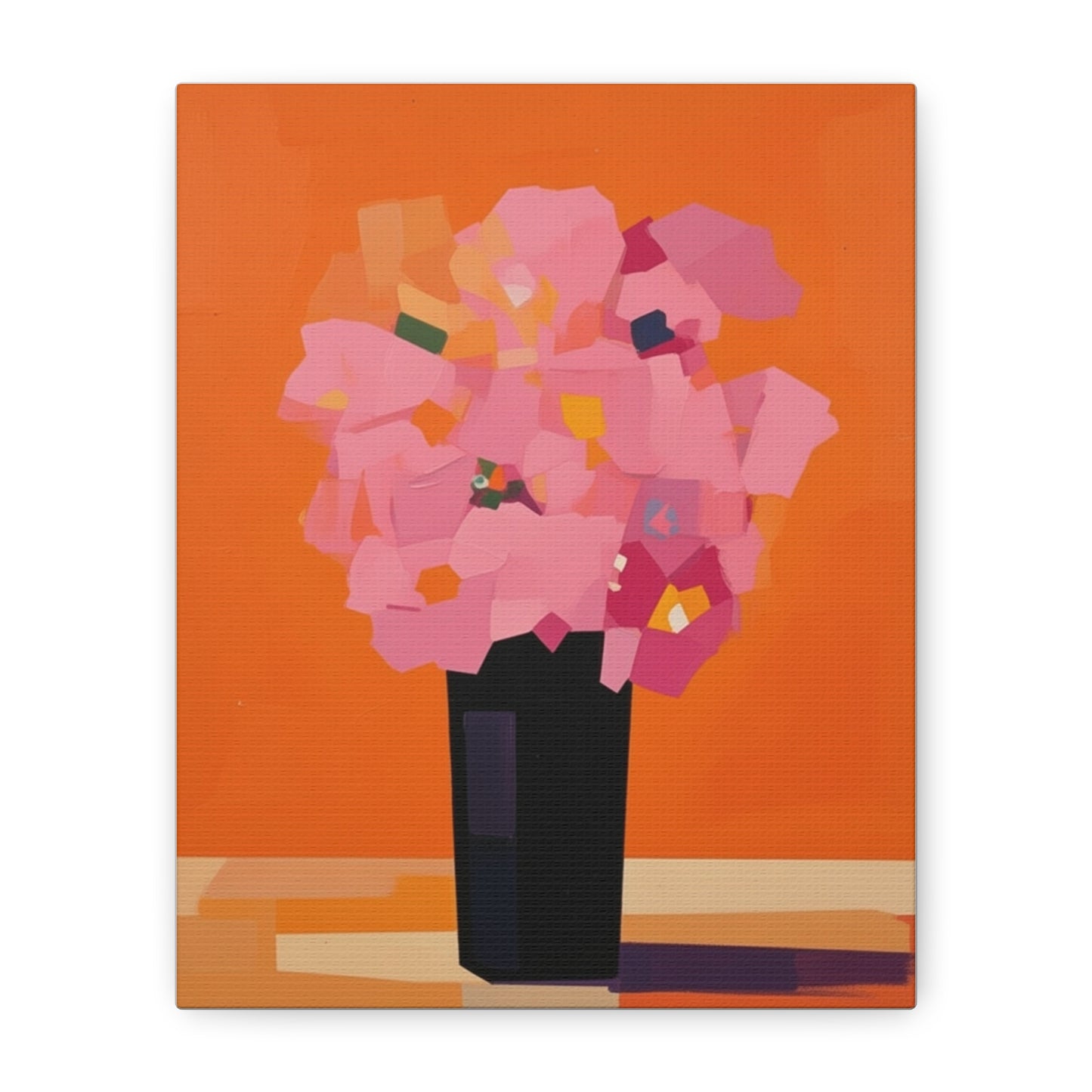 Modern Pink Flowers Canvas Print — Abstract Floral Wall Art